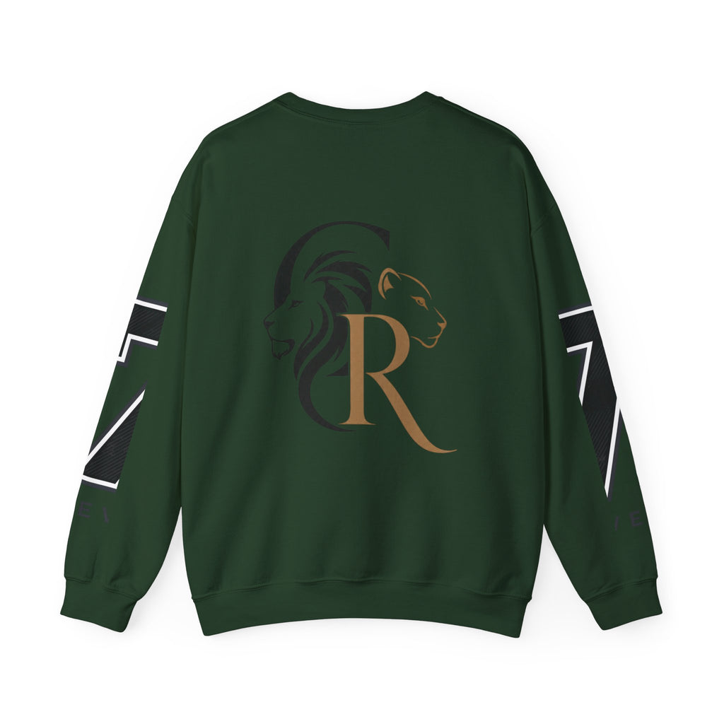 Cat Graphic Sweatshirt — Cute Orange Kitty with 'LA! LA!' Speech Bubble & Lion Crest Back