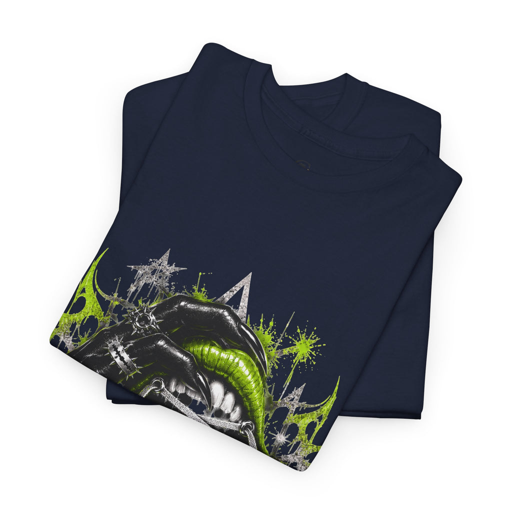 Juicy Graffiti Tee — Neon Green Street Art Graphic T-Shirt