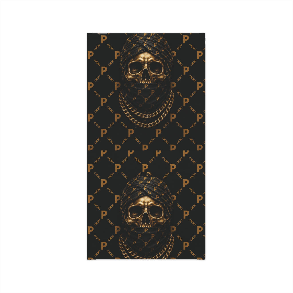 Skull Luxe Neck Gaiter — Gold Monogram Pirate Skull Face Mask