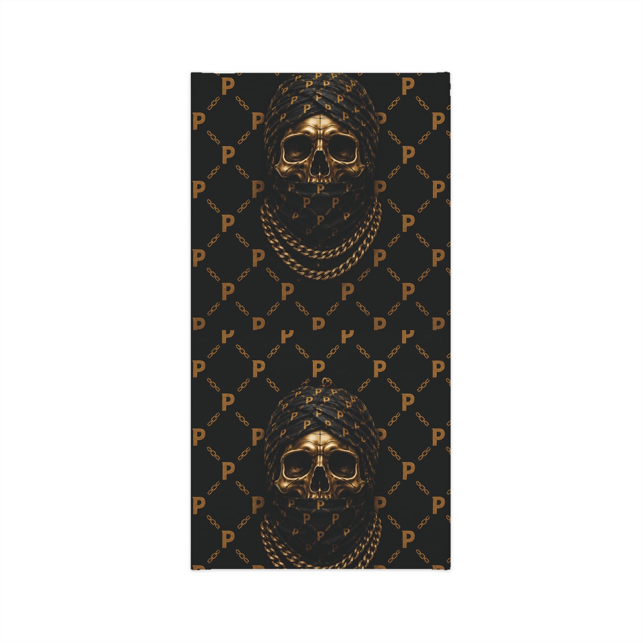 Skull Luxe Neck Gaiter — Gold Monogram Pirate Skull Face Mask