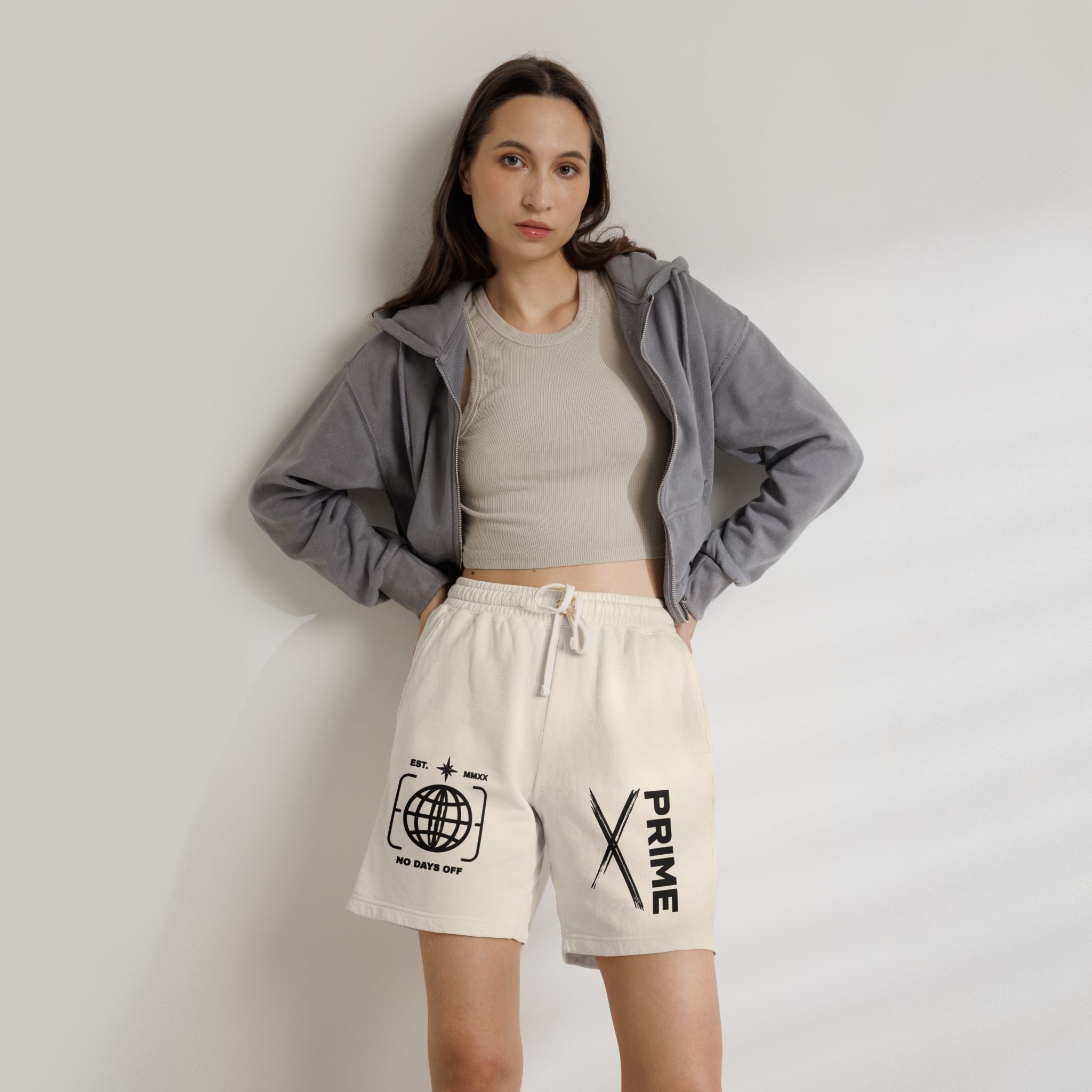 Sweat Shorts — 'Prime' Graphic Fleece Lounge Shorts