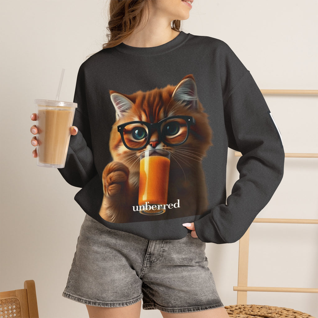 Cat With Juice Graphic Sweatshirt — 'Unbothered' Cozy Crewneck