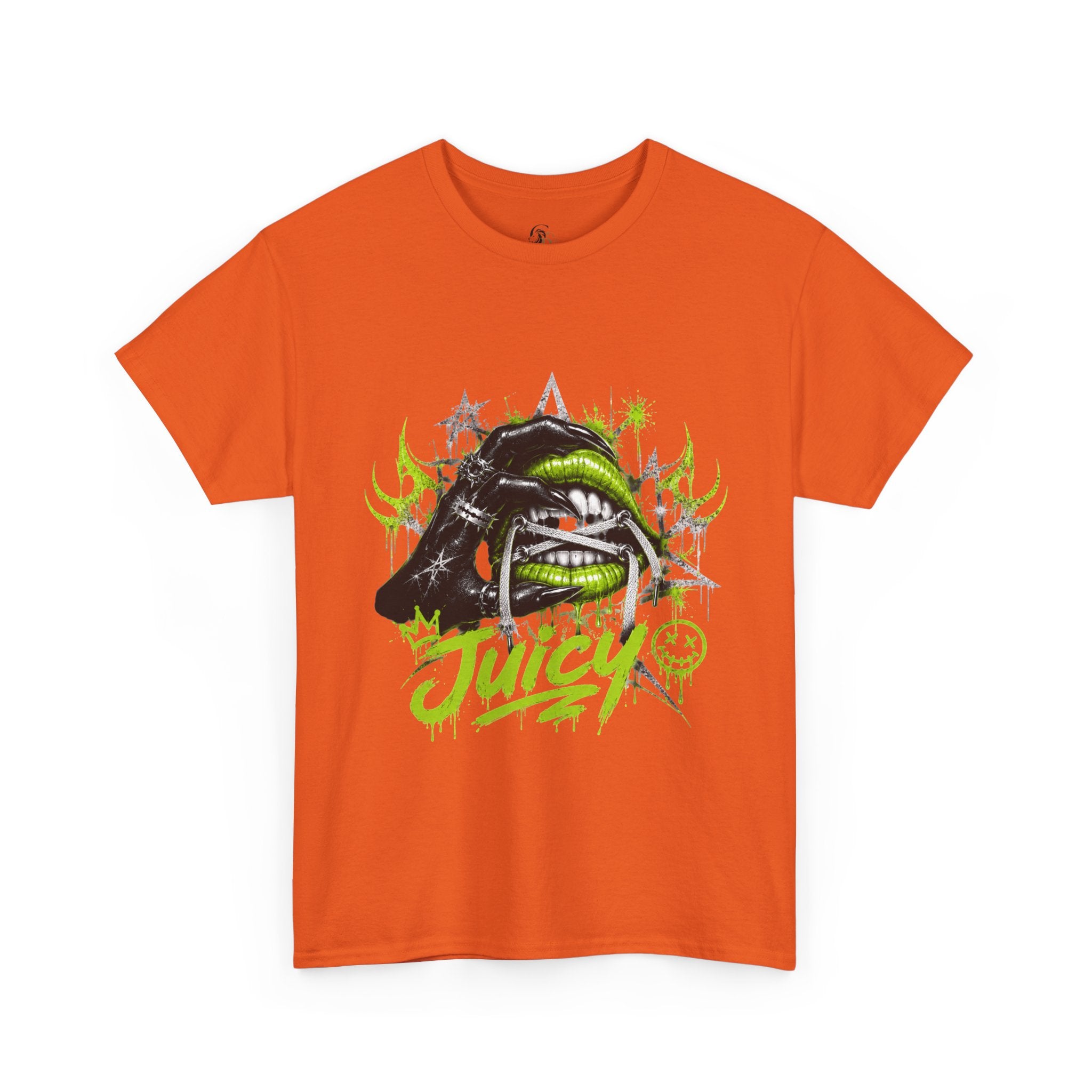 Juicy Graffiti Tee — Neon Green Street Art Graphic T-Shirt