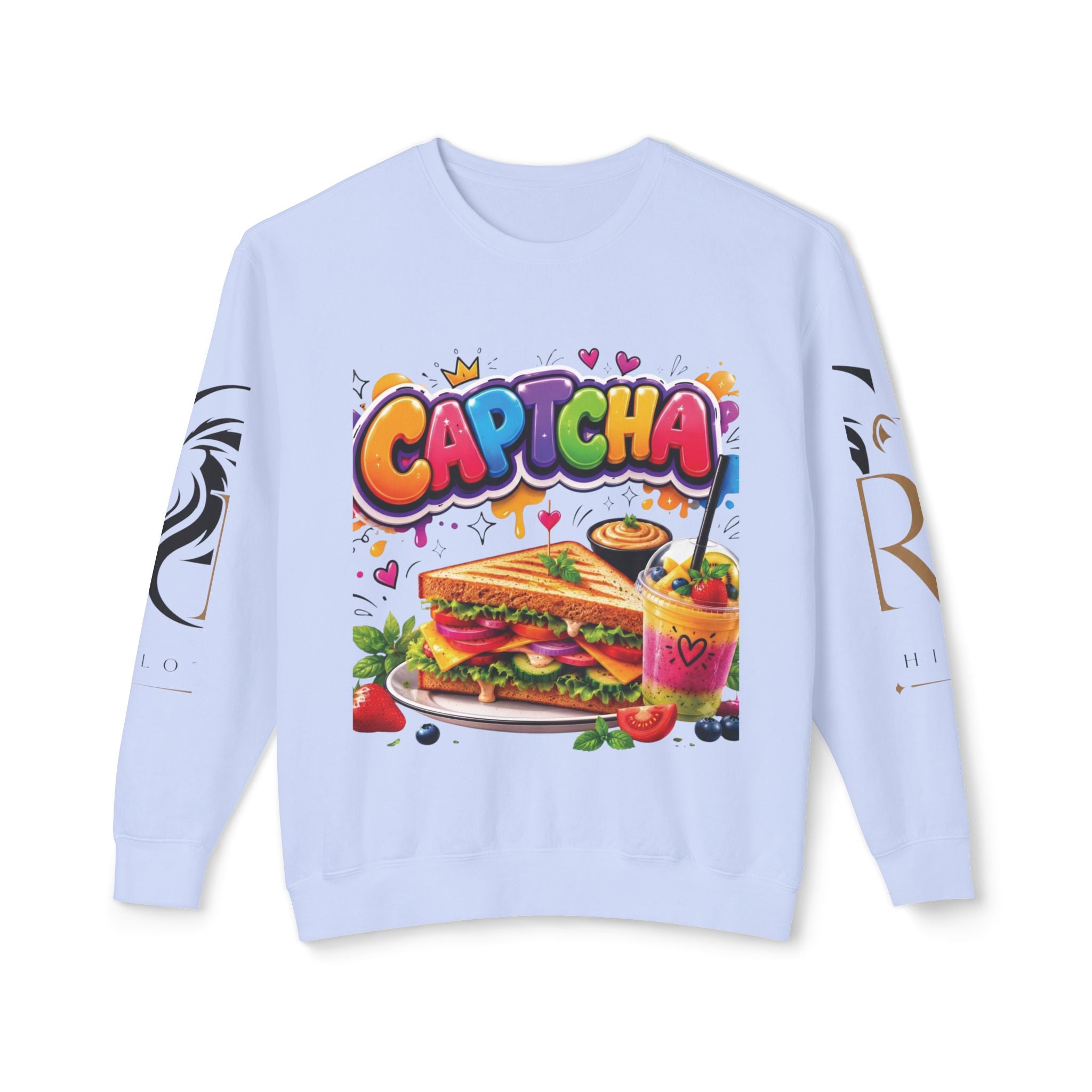 CapTCHA Sandwich Crewneck Sweatshirt — Colorful Food Graphic Pullover