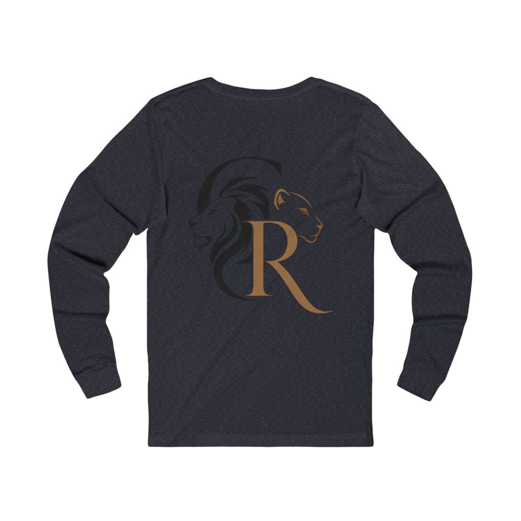Long Sleeve Tee — Retro Cat with Glasses & Lion Crest Back