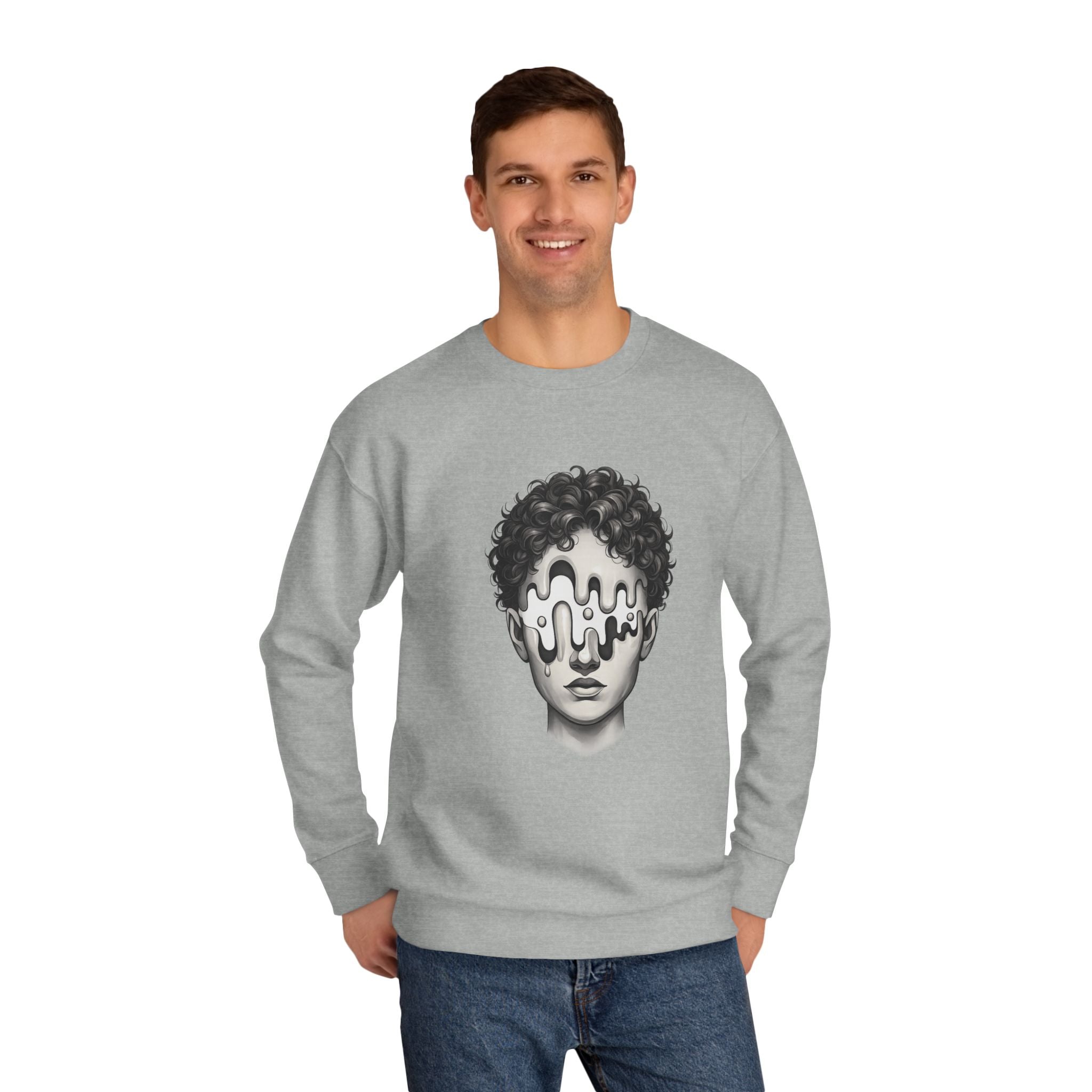 Strategist Crewneck Sweatshirt — Retro Classical Bust Graphic with 'The Strategist' Text