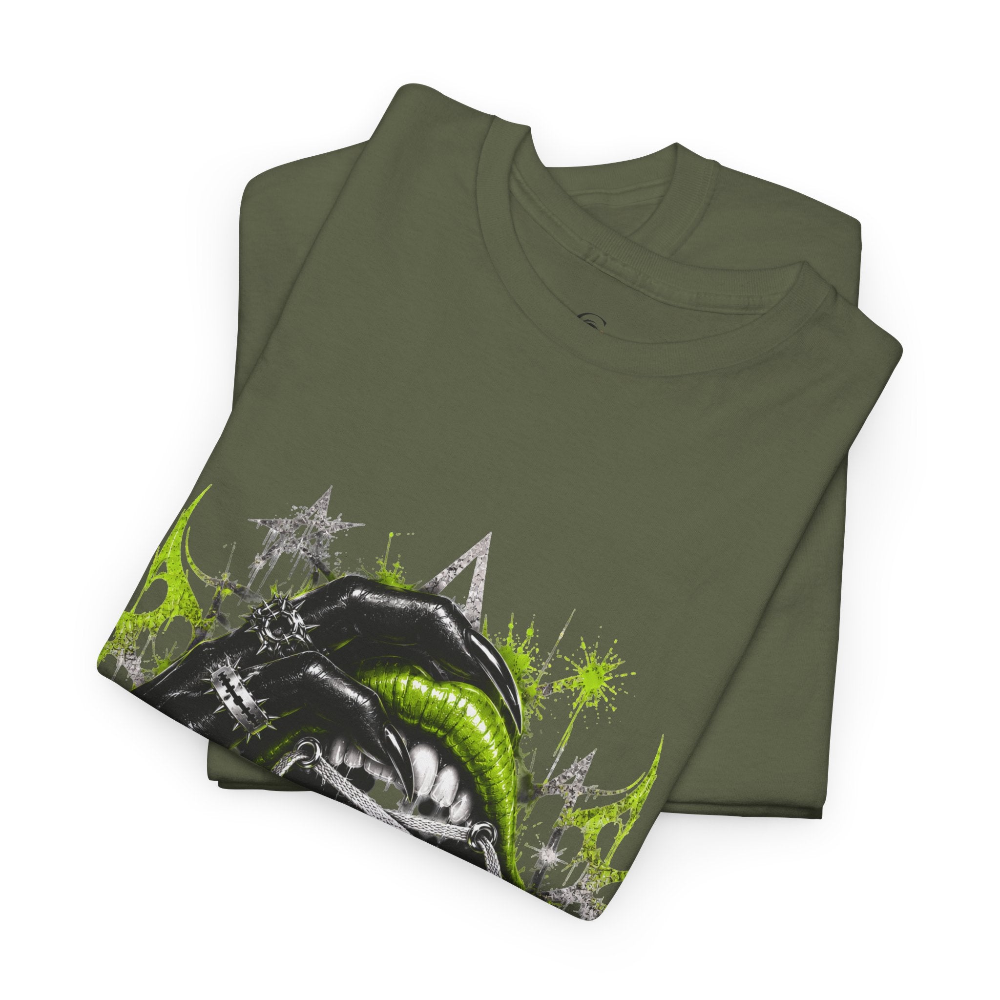 Juicy Graffiti Tee — Neon Green Street Art Graphic T-Shirt