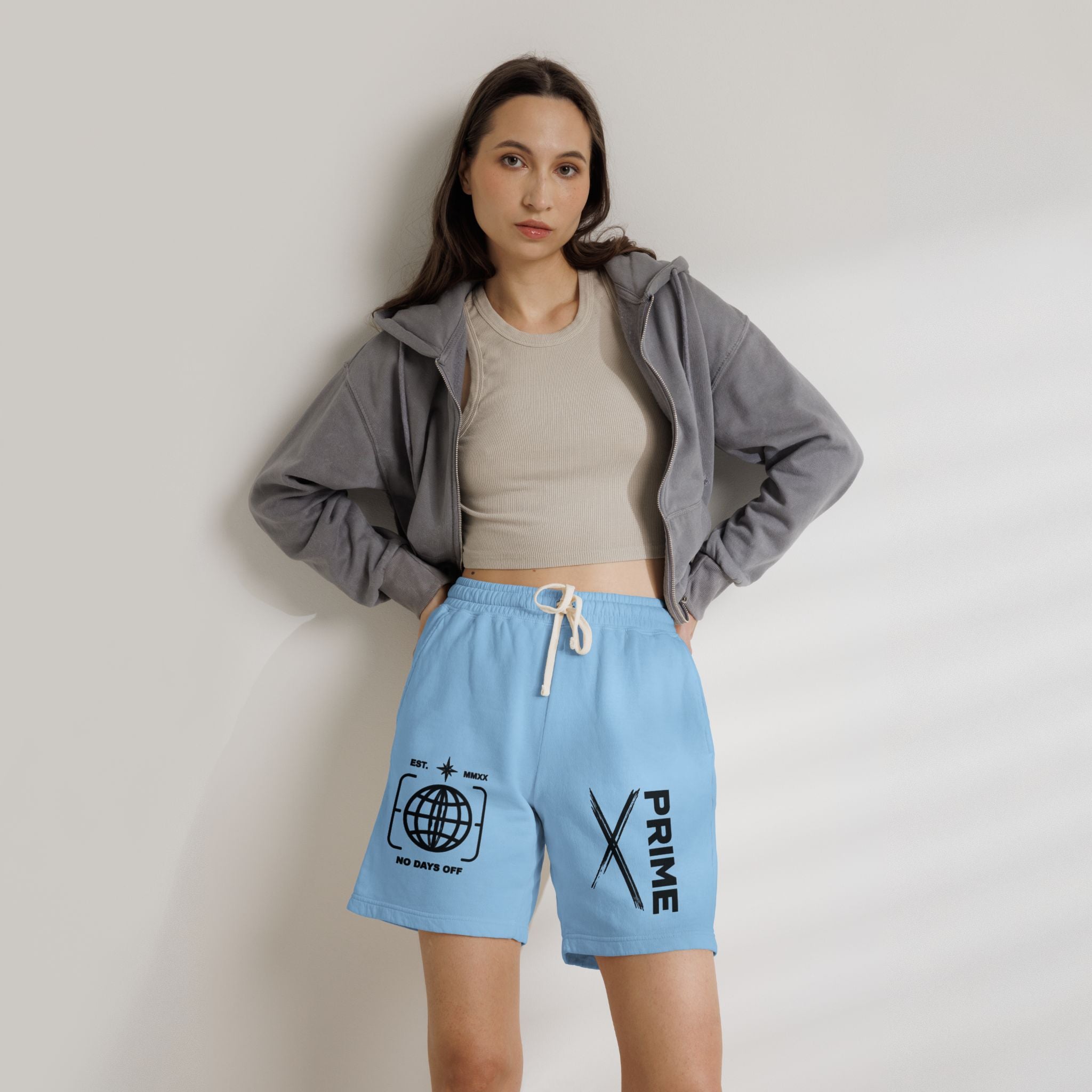 Sweat Shorts — 'Prime' Graphic Fleece Lounge Shorts