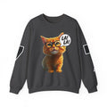 Cat Graphic Sweatshirt — Cute Orange Kitty with 'LA! LA!' Speech Bubble & Lion Crest Back
