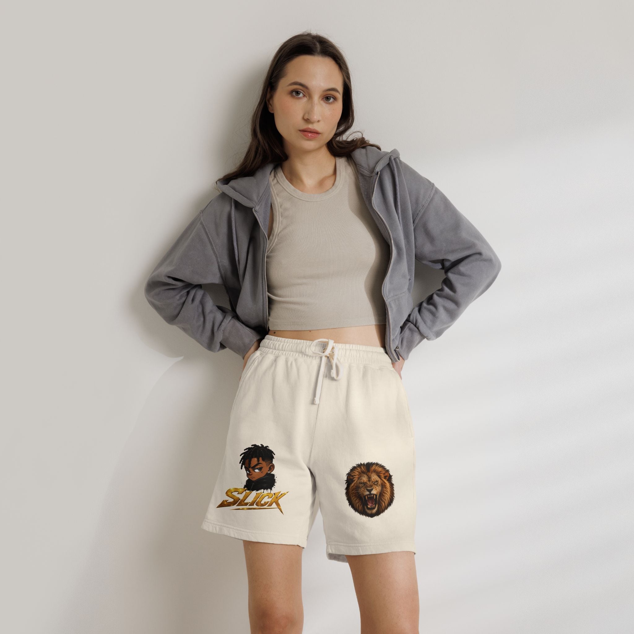 Lion & Slick Graphic Fleece Sweat Shorts