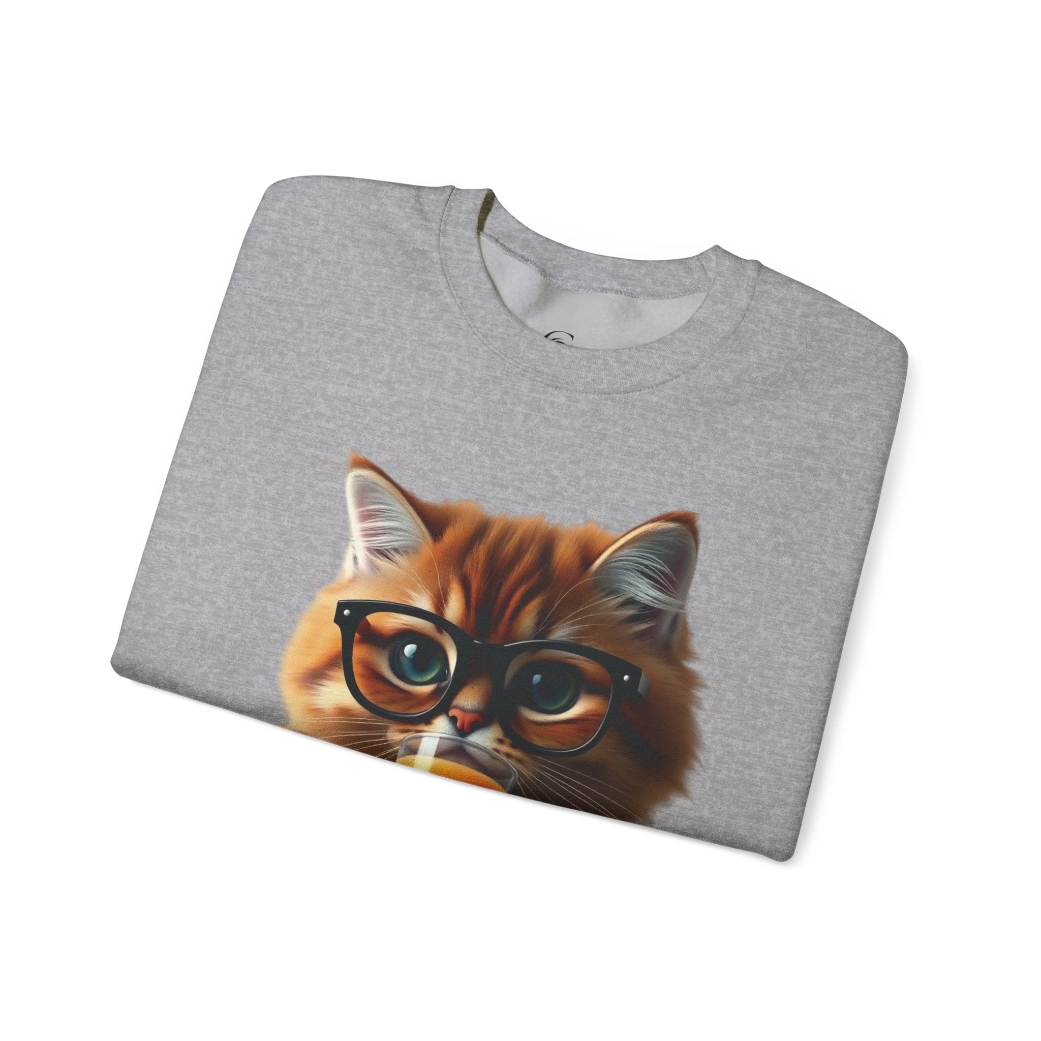Cat With Juice Graphic Sweatshirt — 'Unbothered' Cozy Crewneck