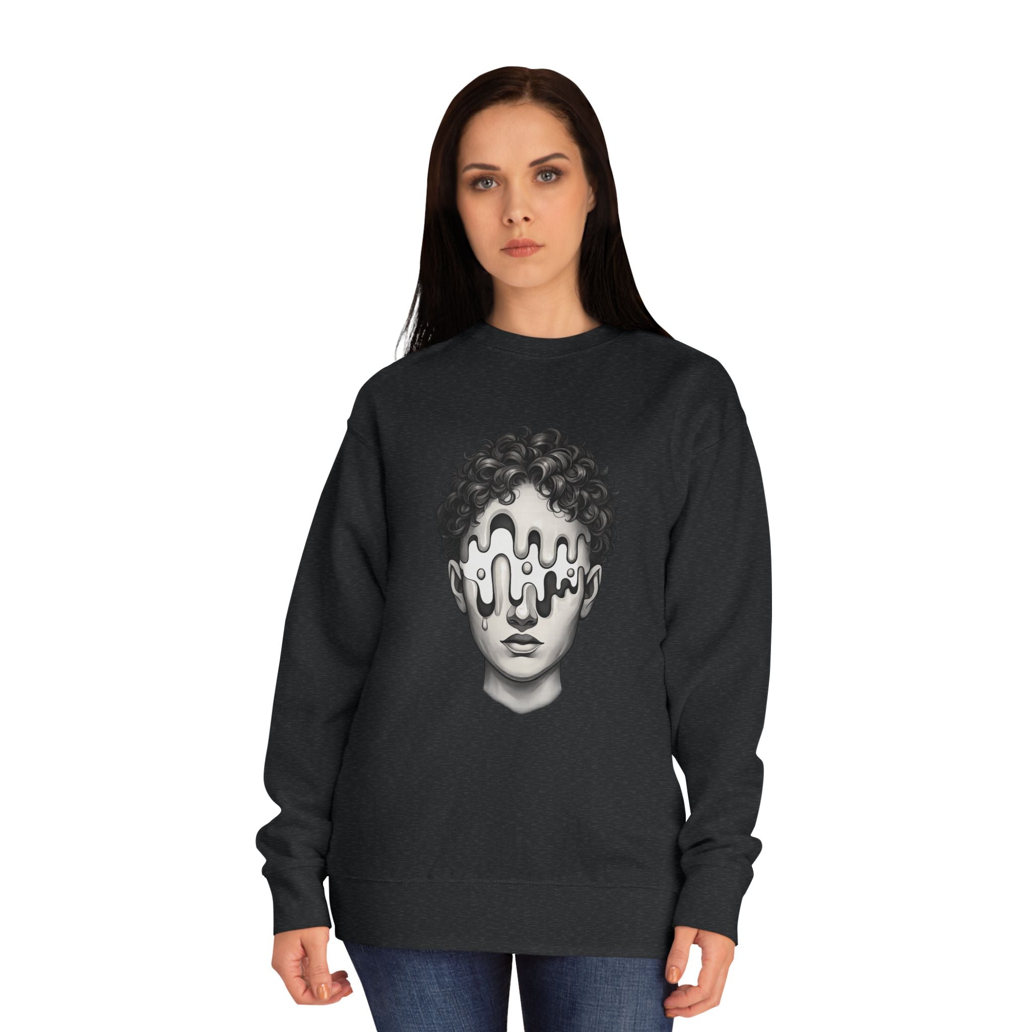 Strategist Crewneck Sweatshirt — Retro Classical Bust Graphic with 'The Strategist' Text