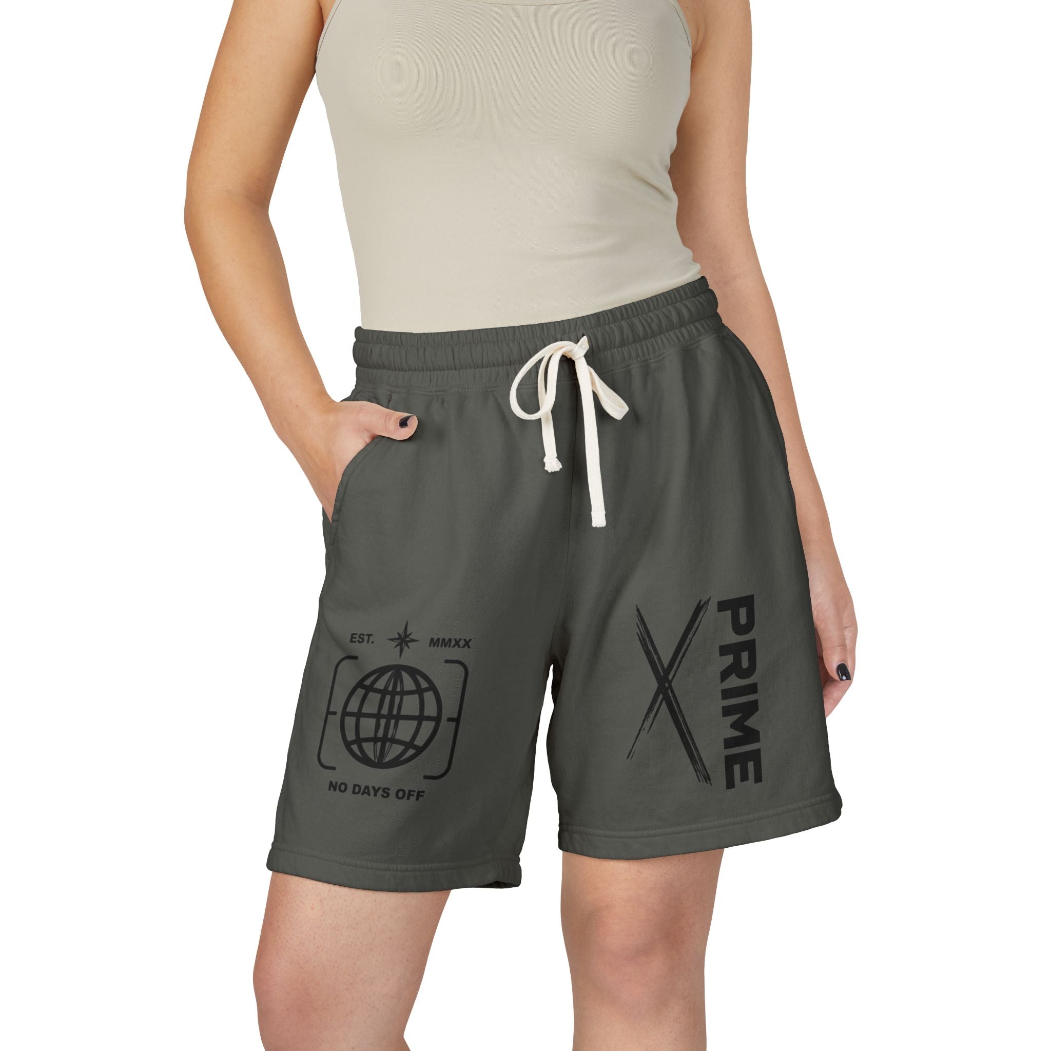 Sweat Shorts — 'Prime' Graphic Fleece Lounge Shorts