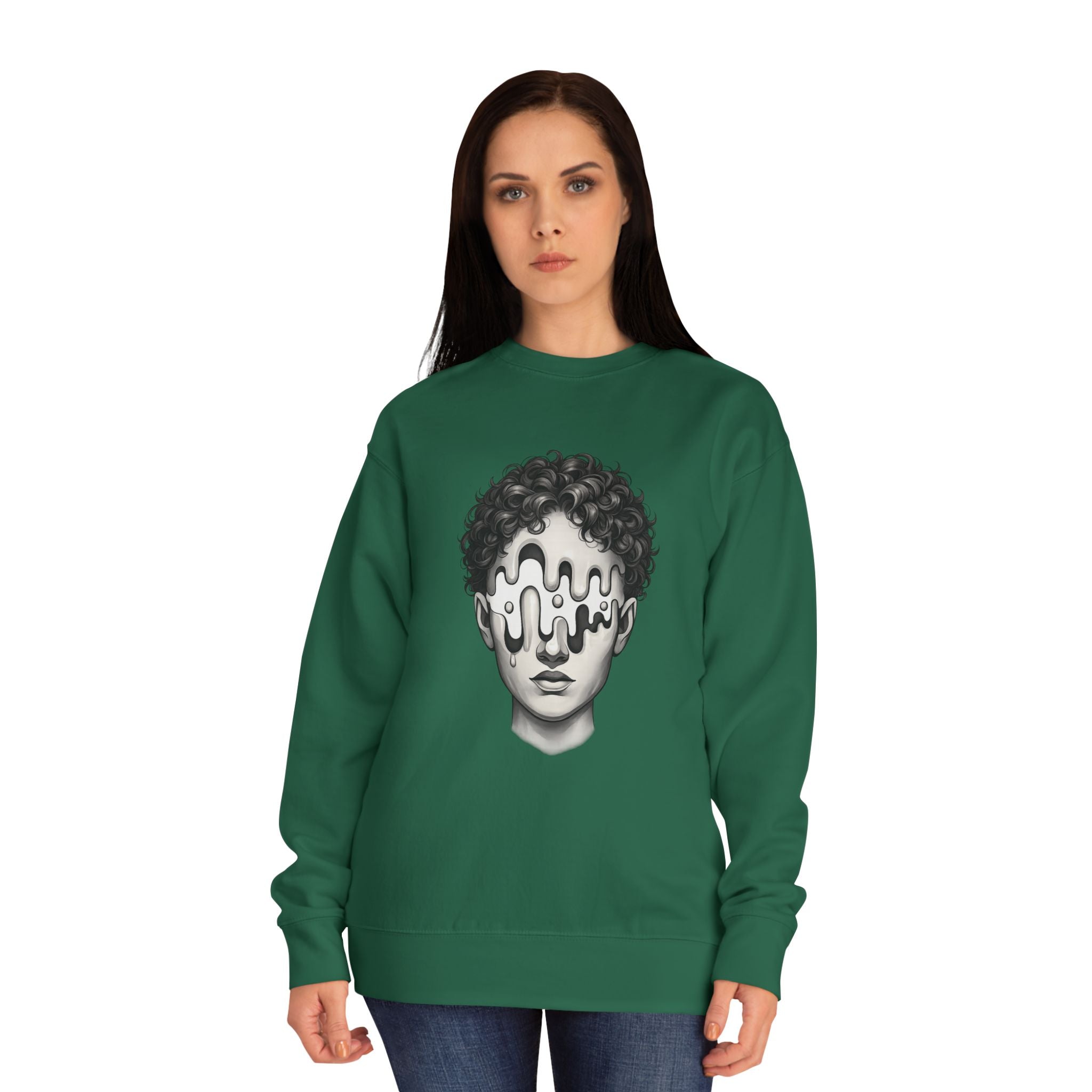 Strategist Crewneck Sweatshirt — Retro Classical Bust Graphic with 'The Strategist' Text