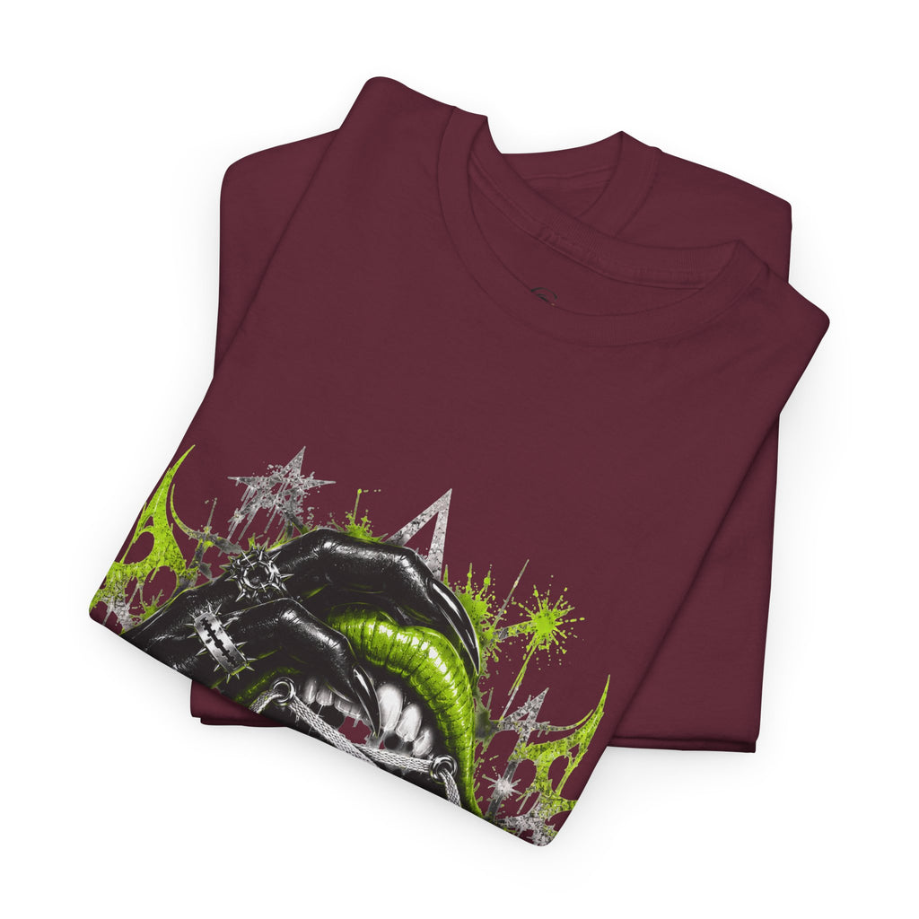 Juicy Graffiti Tee — Neon Green Street Art Graphic T-Shirt