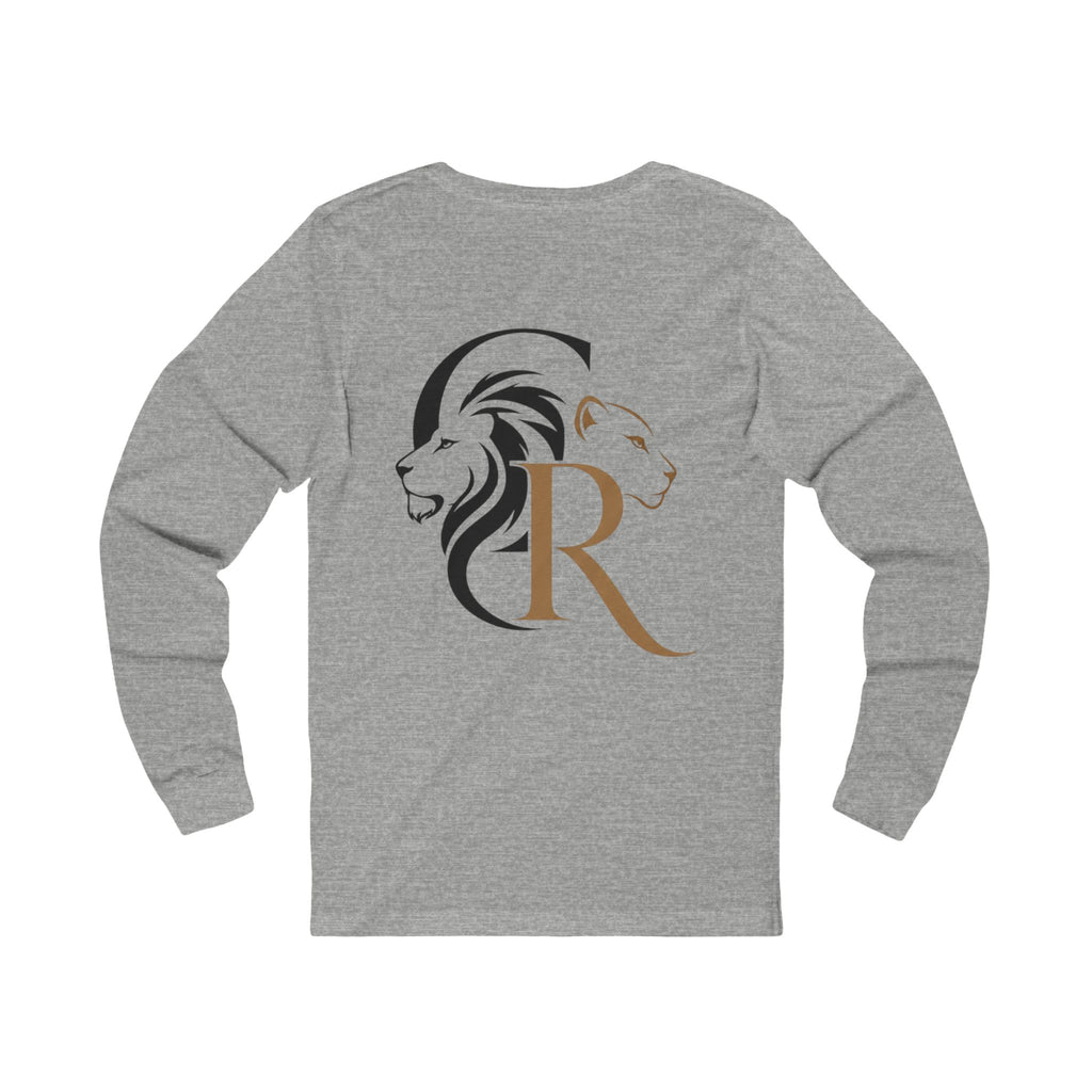 Long Sleeve Tee — Retro Cat with Glasses & Lion Crest Back