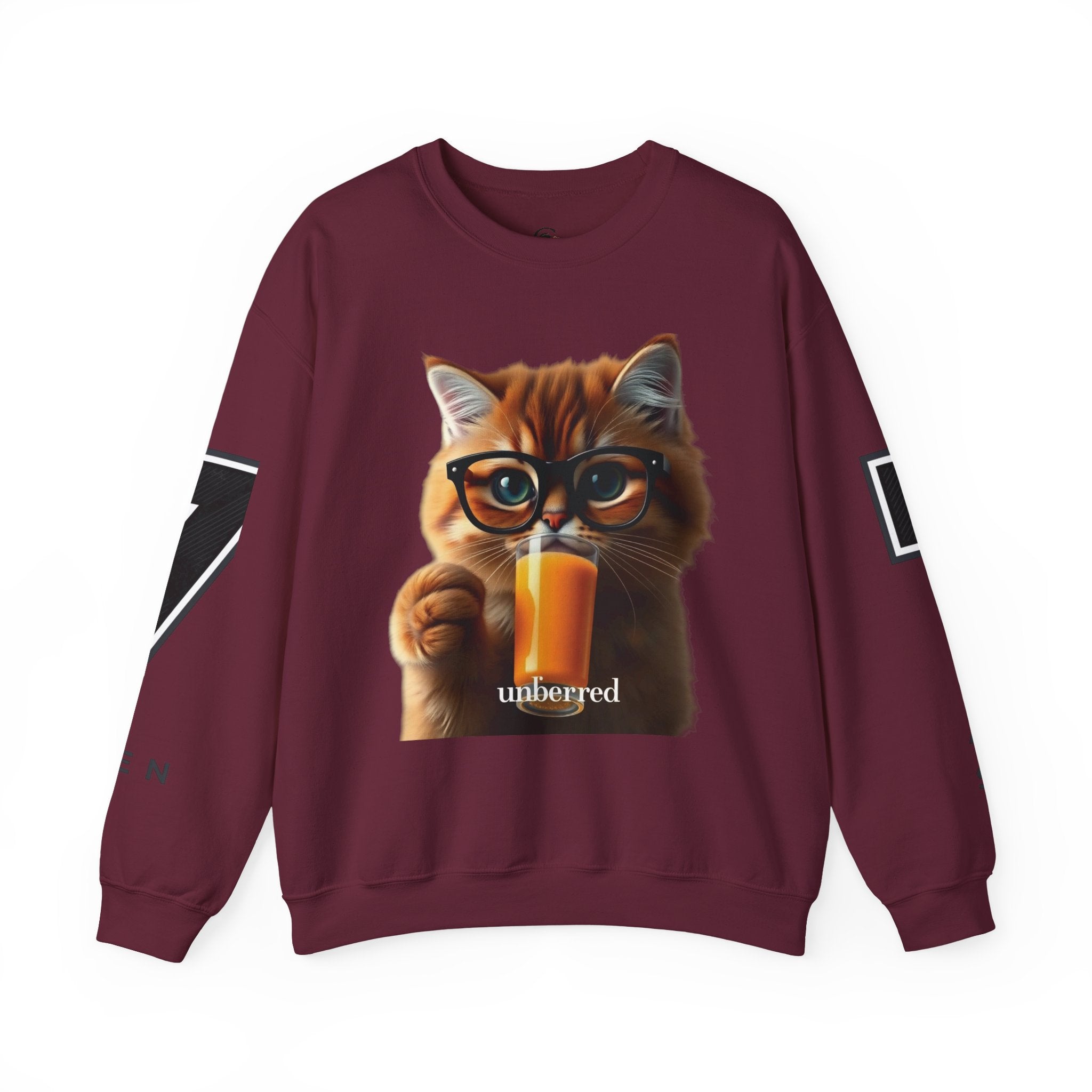 Cat With Juice Graphic Sweatshirt — 'Unbothered' Cozy Crewneck