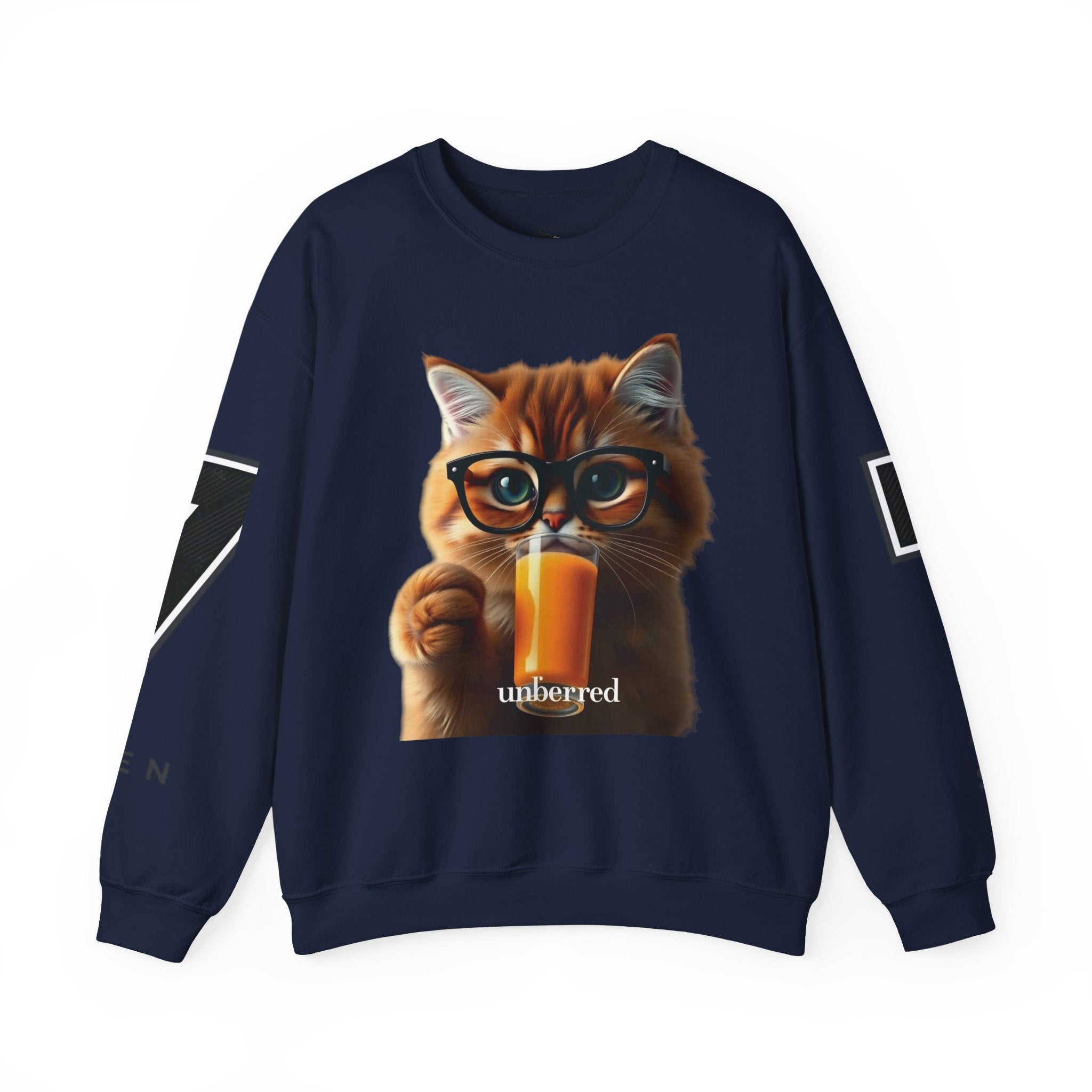 Cat With Juice Graphic Sweatshirt — 'Unbothered' Cozy Crewneck