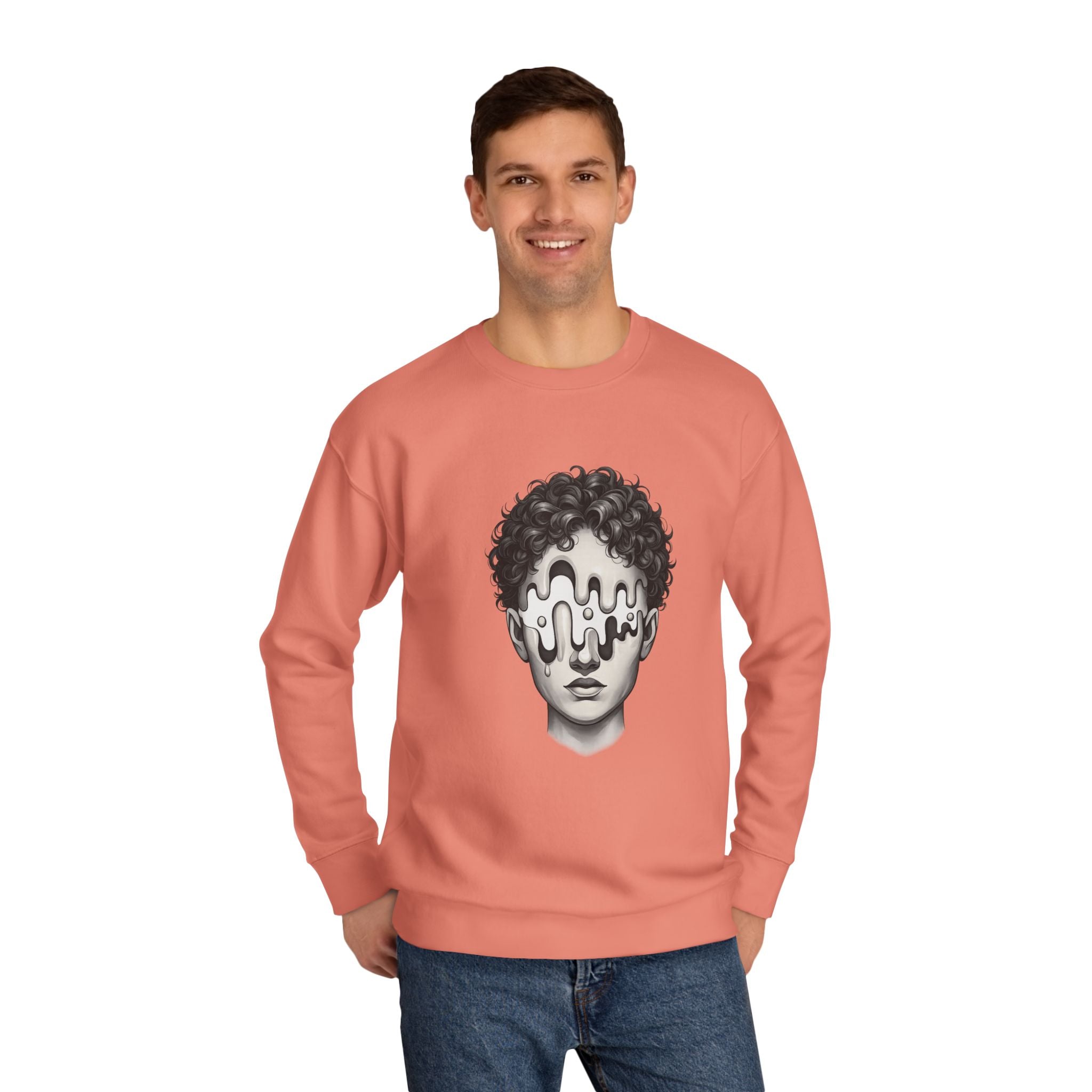 Strategist Crewneck Sweatshirt — Retro Classical Bust Graphic with 'The Strategist' Text