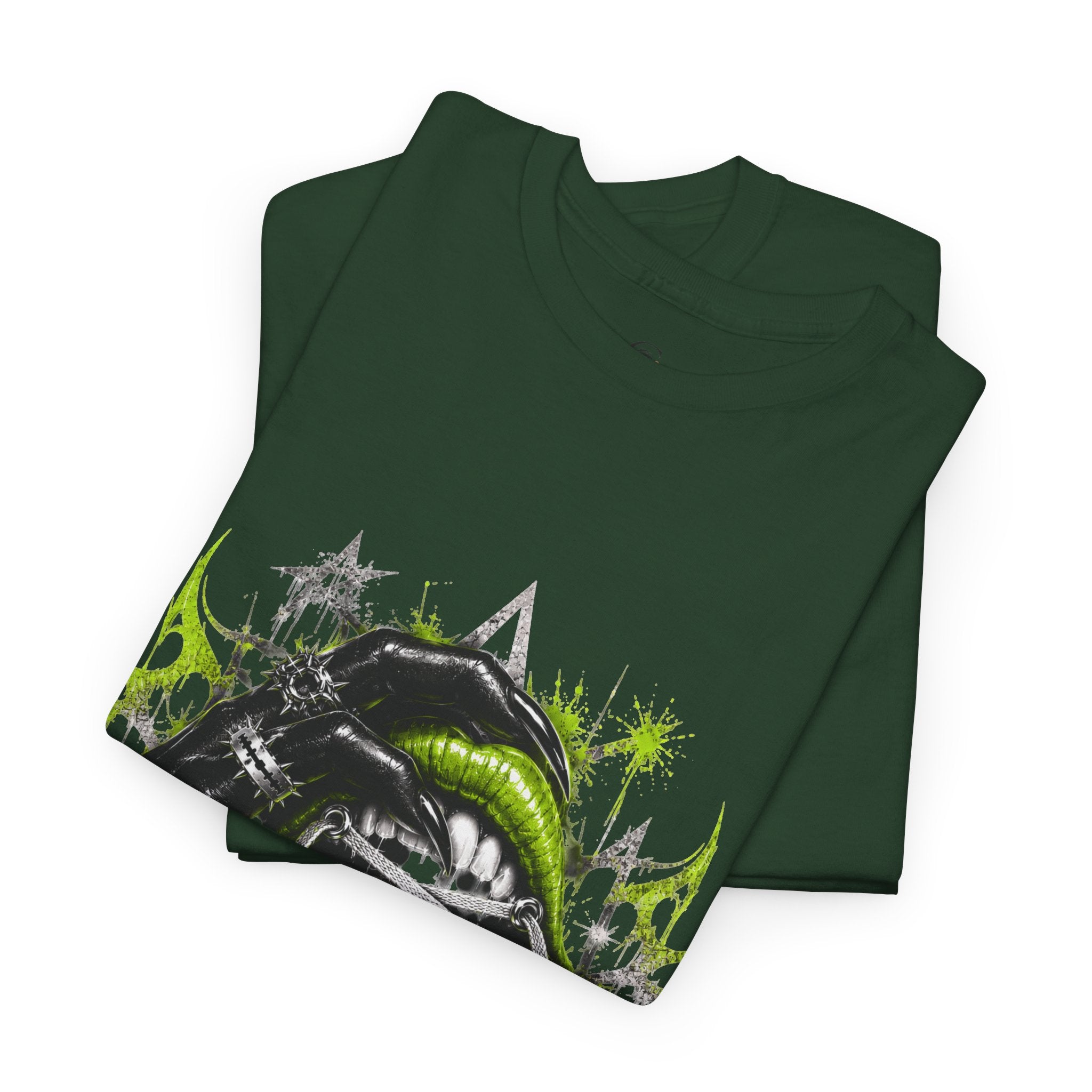 Juicy Graffiti Tee — Neon Green Street Art Graphic T-Shirt