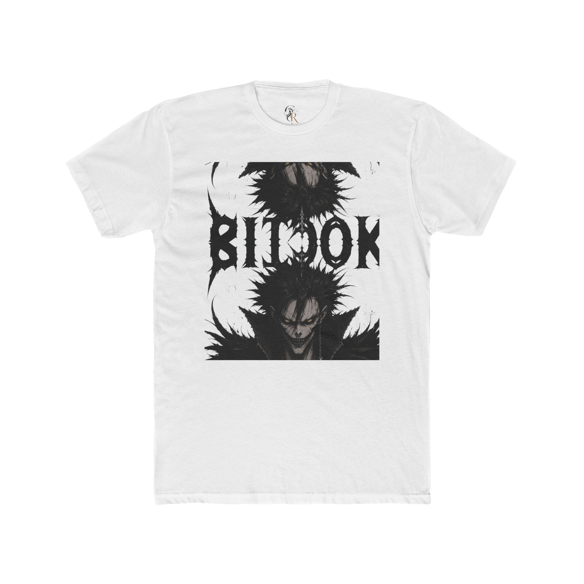 Anime Demon Portrait T‑Shirt — 'BILOOK' Black & White Graphic Tee
