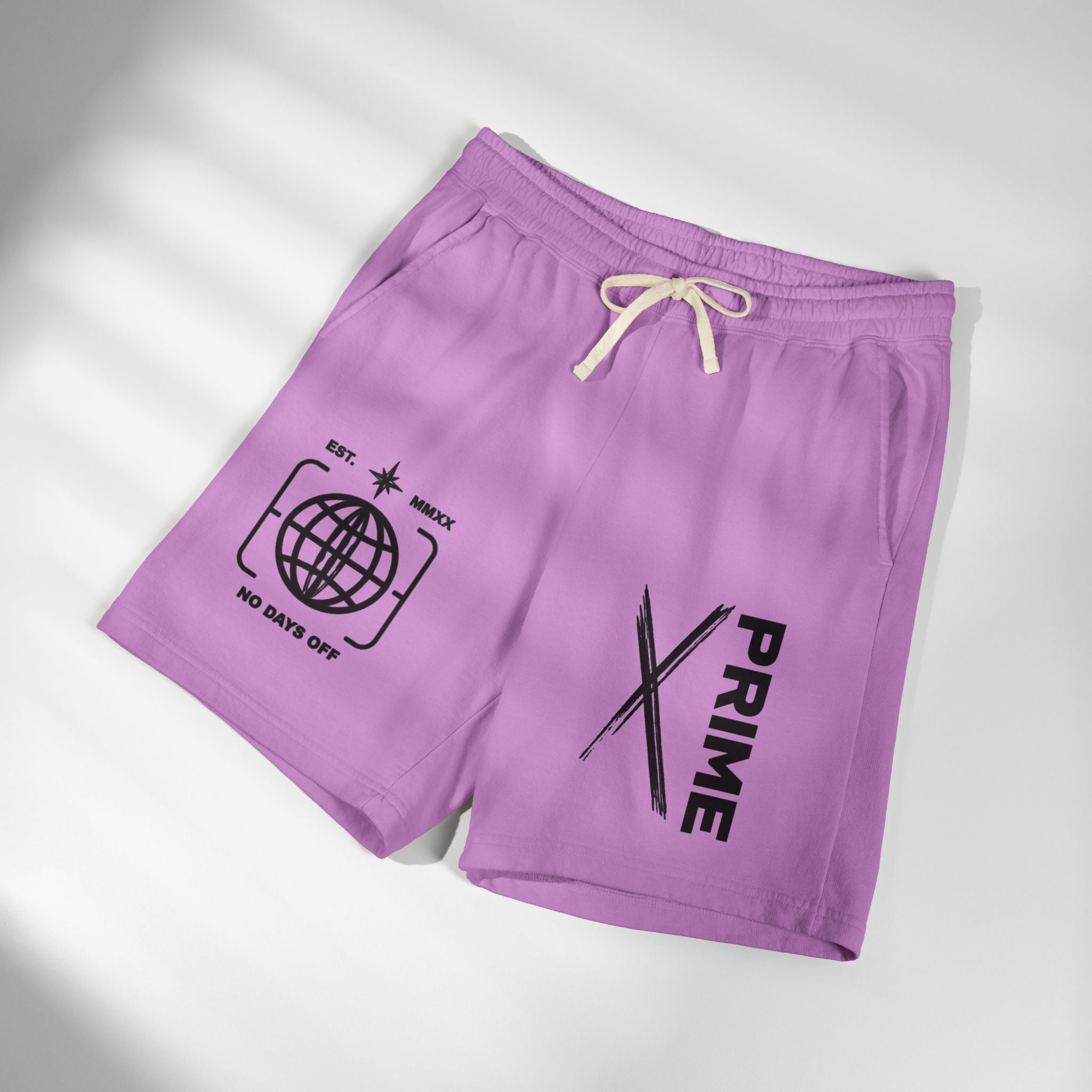 Sweat Shorts — 'Prime' Graphic Fleece Lounge Shorts
