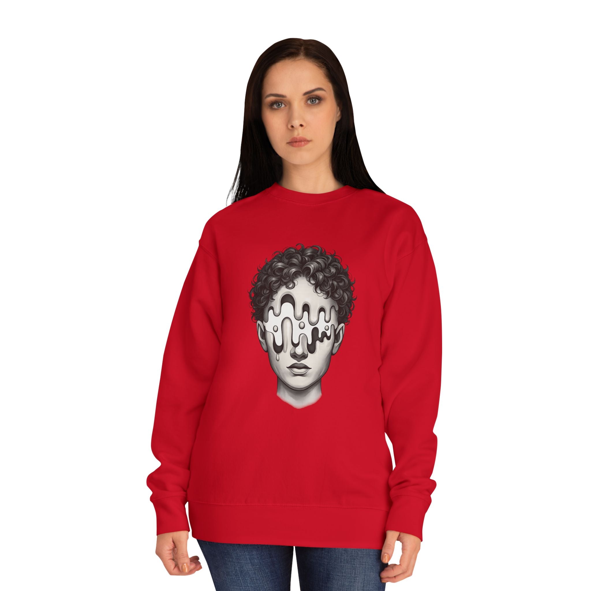 Strategist Crewneck Sweatshirt — Retro Classical Bust Graphic with 'The Strategist' Text