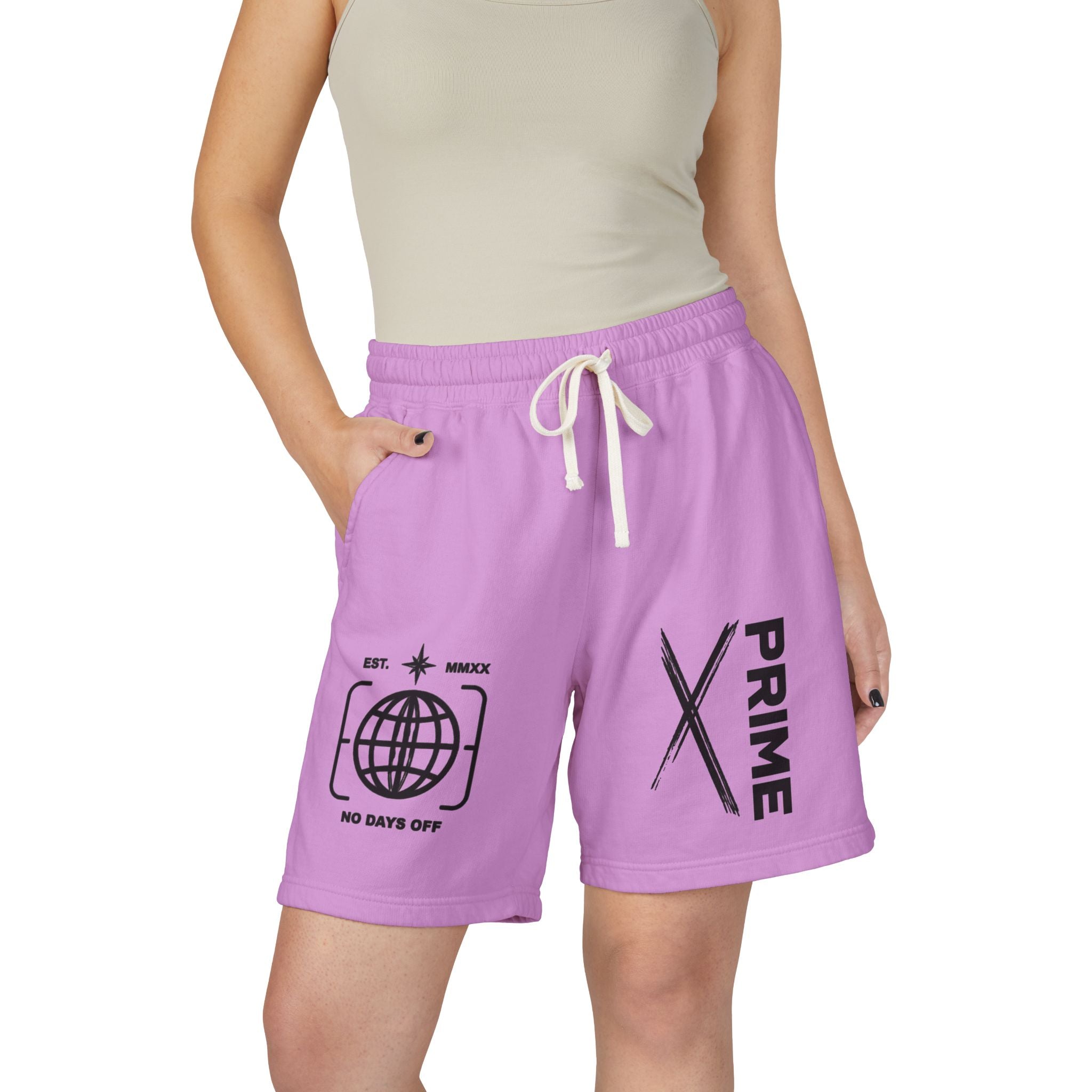 Sweat Shorts — 'Prime' Graphic Fleece Lounge Shorts