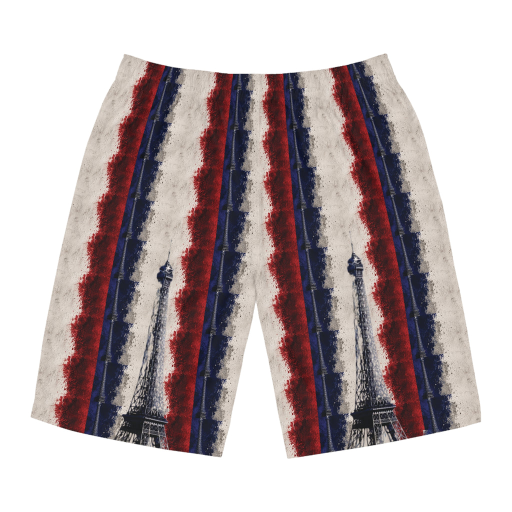 Patriotic Red White Blue Board Shorts with Golden Dove Accent