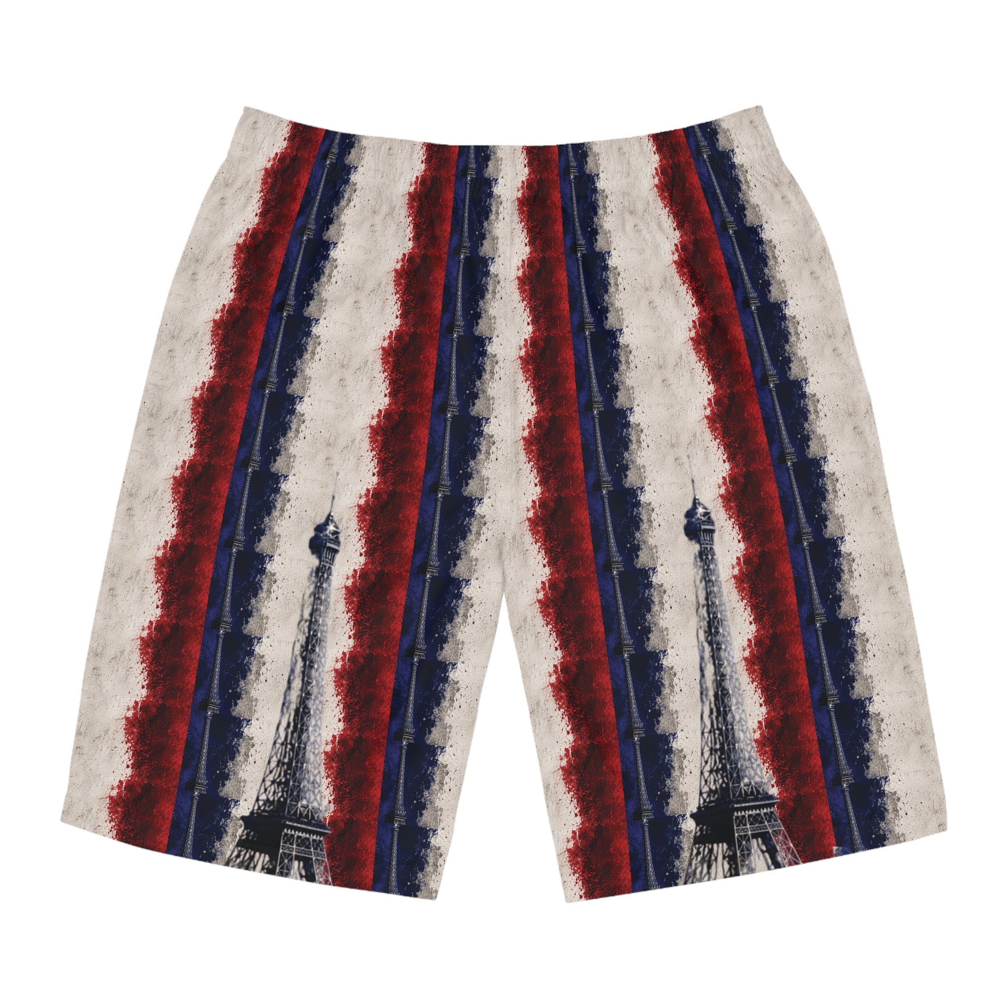 Patriotic Red White Blue Board Shorts with Golden Dove Accent