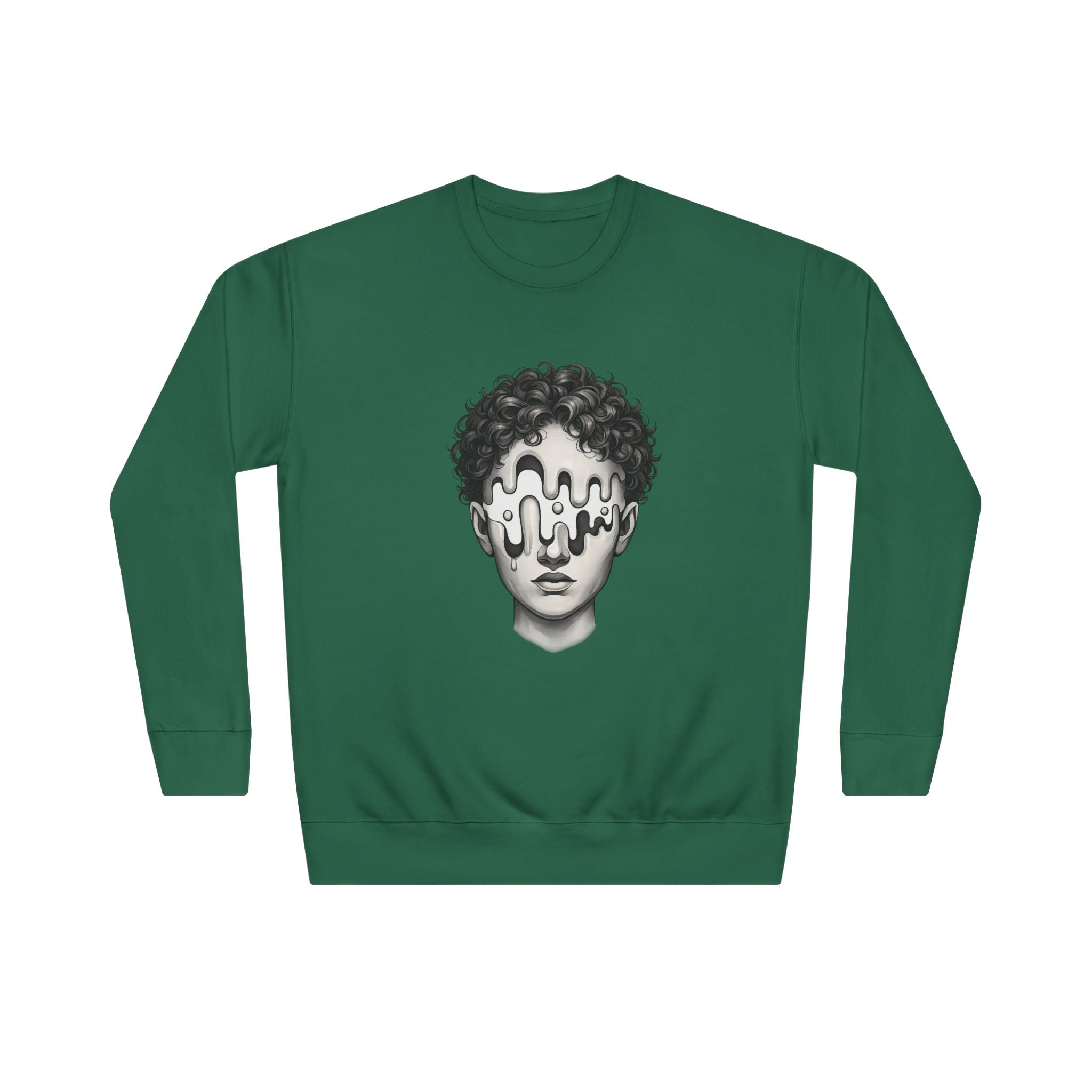 Strategist Crewneck Sweatshirt — Retro Classical Bust Graphic with 'The Strategist' Text