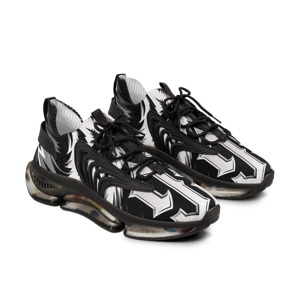 Men's Mesh Sneakers — Black Ikat Graphic Athletic Shoes