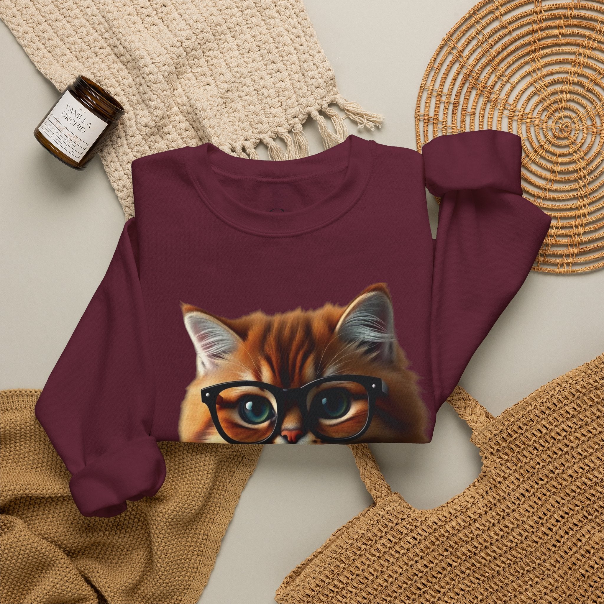 Cat With Juice Graphic Sweatshirt — 'Unbothered' Cozy Crewneck