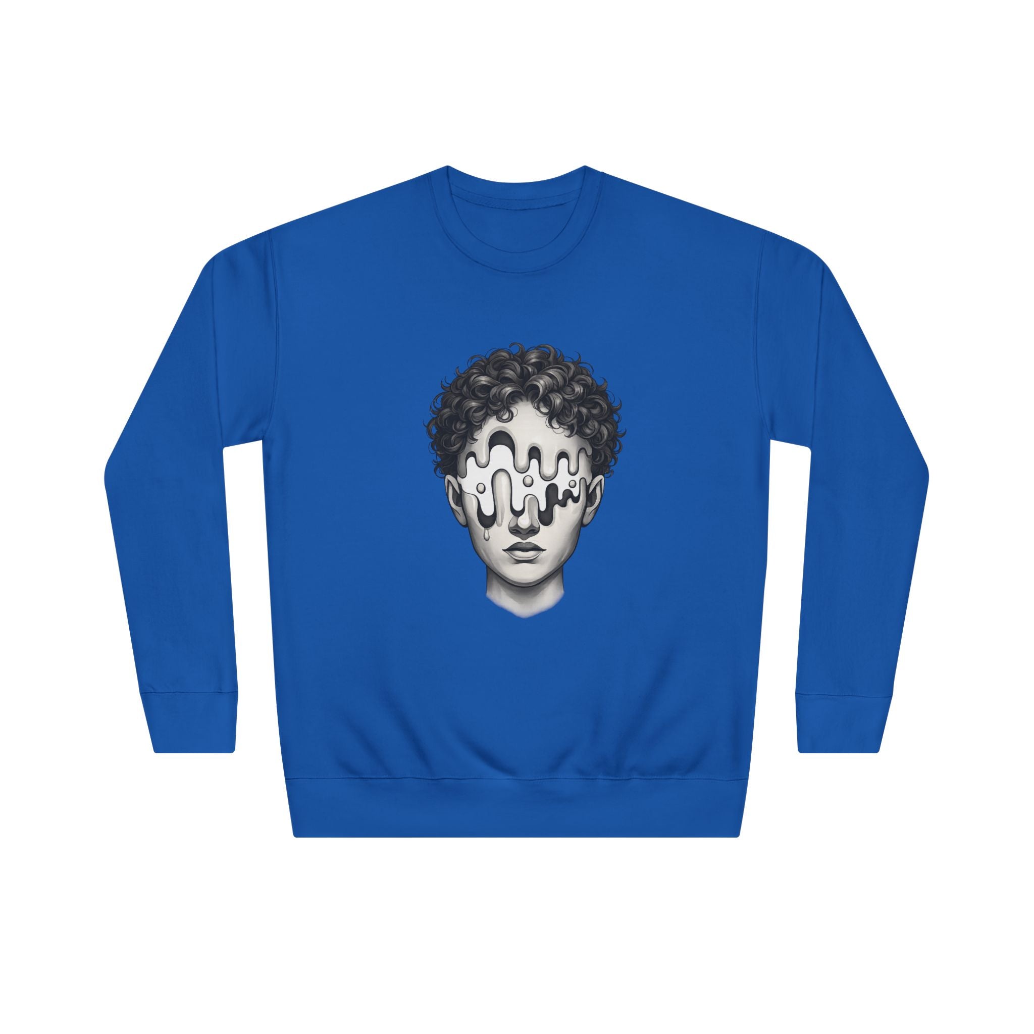 Strategist Crewneck Sweatshirt — Retro Classical Bust Graphic with 'The Strategist' Text