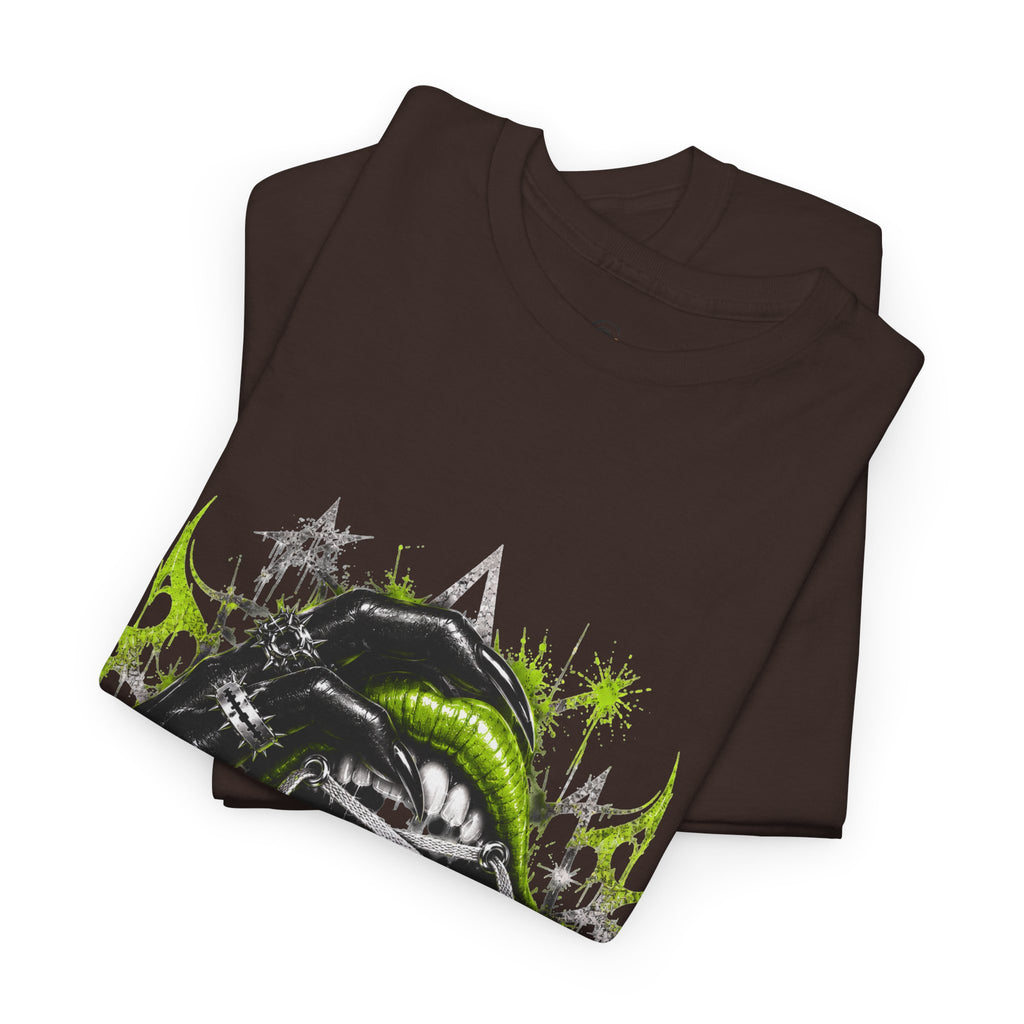 Juicy Graffiti Tee — Neon Green Street Art Graphic T-Shirt