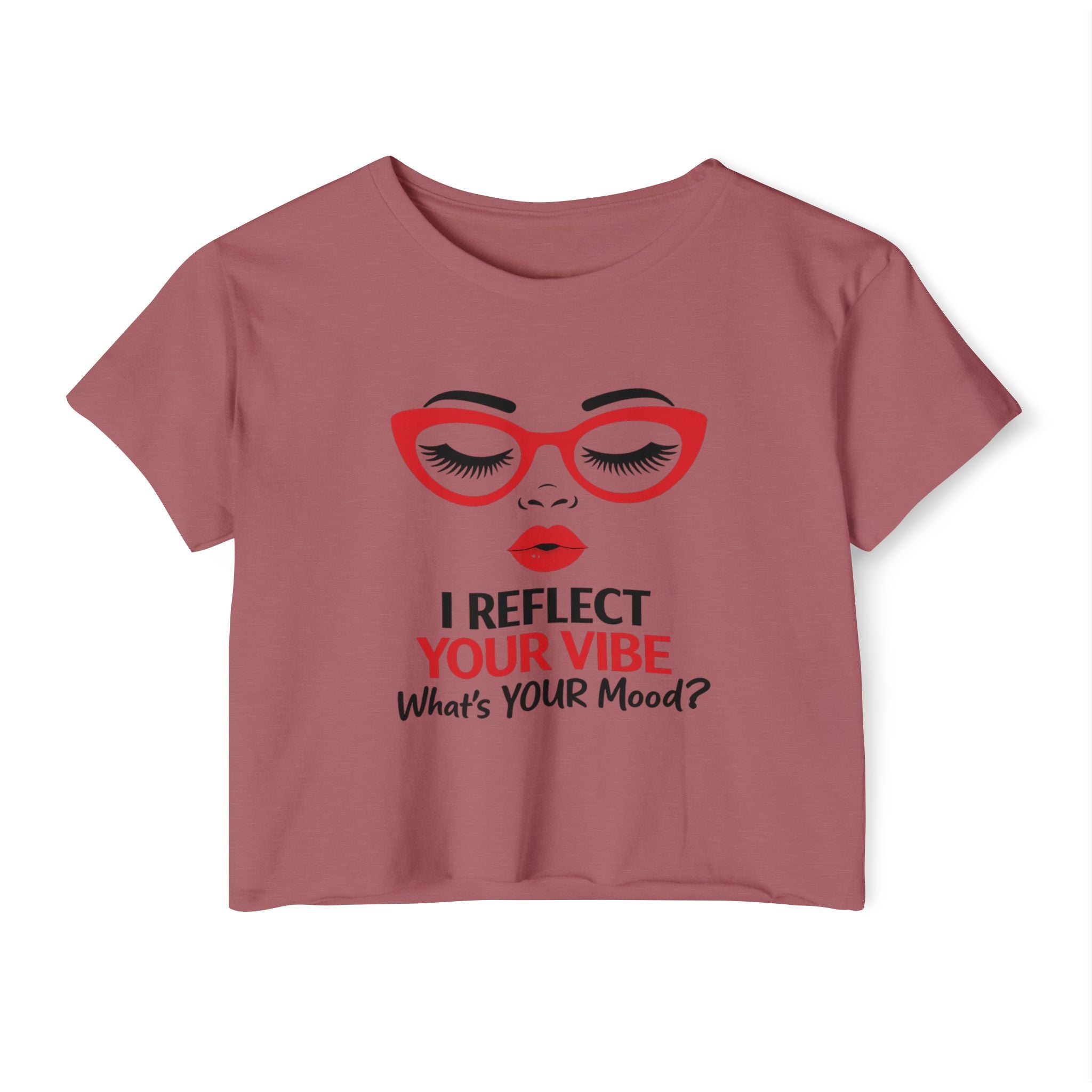 Crop Top — "I Reflect Your Vibe" Feminine Festival Graphic Tee