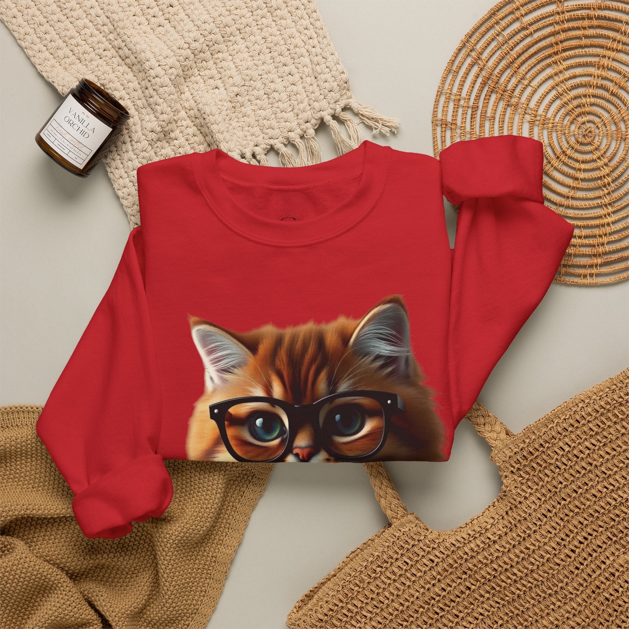 Cat With Juice Graphic Sweatshirt — 'Unbothered' Cozy Crewneck