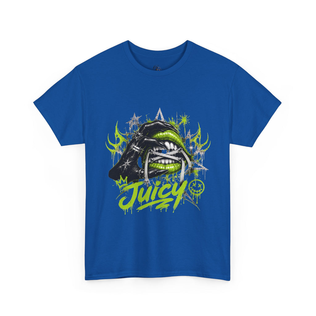 Juicy Graffiti Tee — Neon Green Street Art Graphic T-Shirt