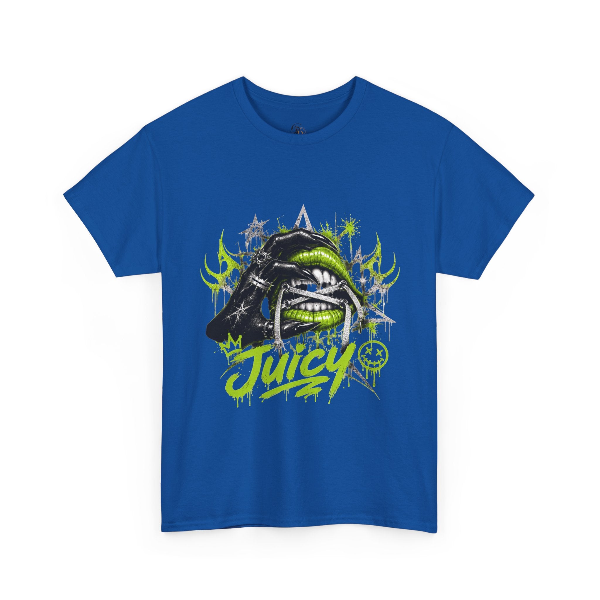 Juicy Graffiti Tee — Neon Green Street Art Graphic T-Shirt