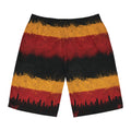 Board Shorts — Grunge Sunset Stripe with City Skyline