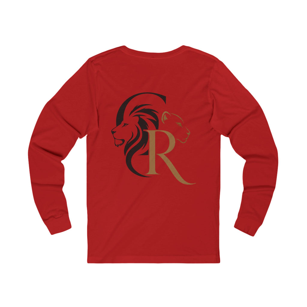 Long Sleeve Tee — Retro Cat with Glasses & Lion Crest Back