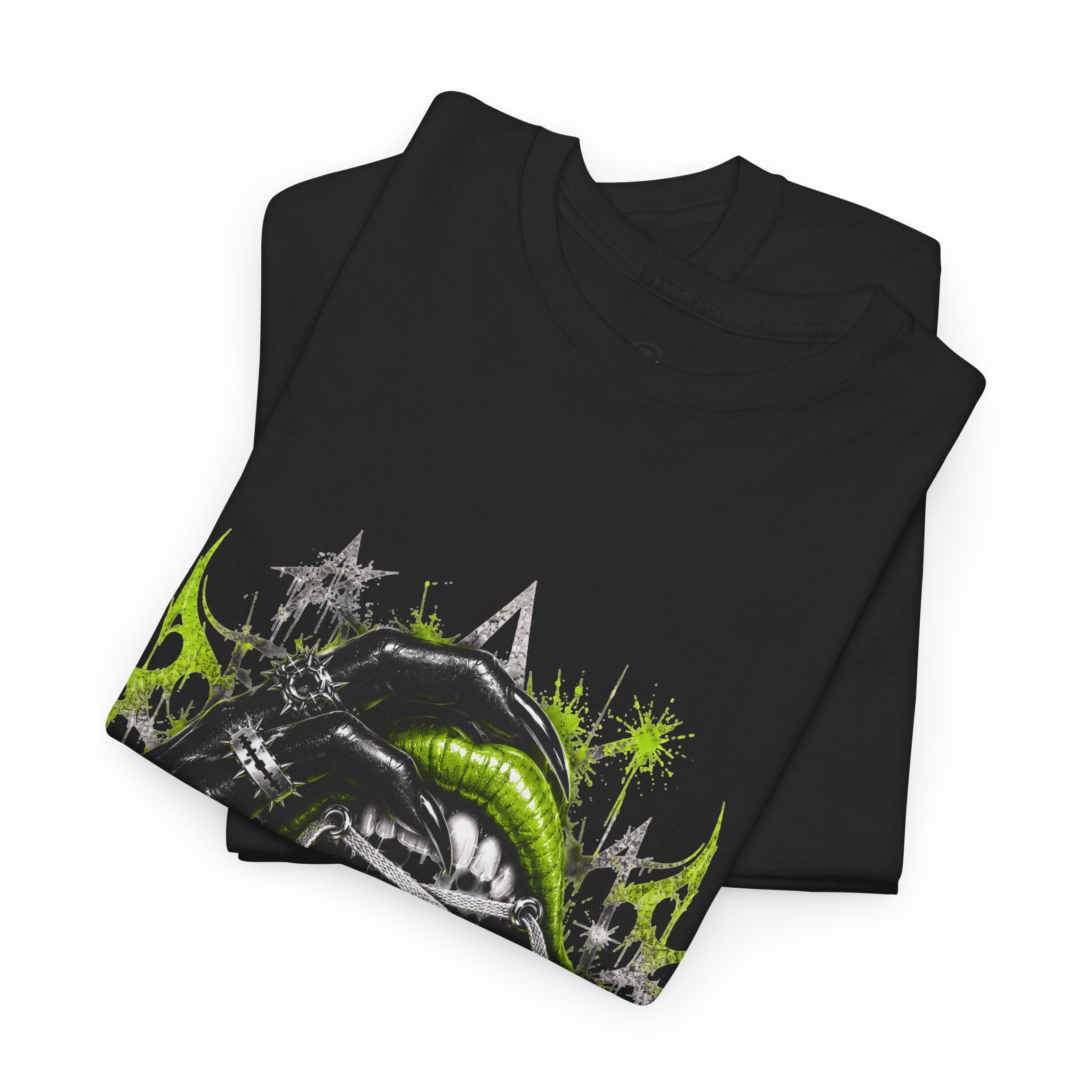 Juicy Graffiti Tee — Neon Green Street Art Graphic T-Shirt