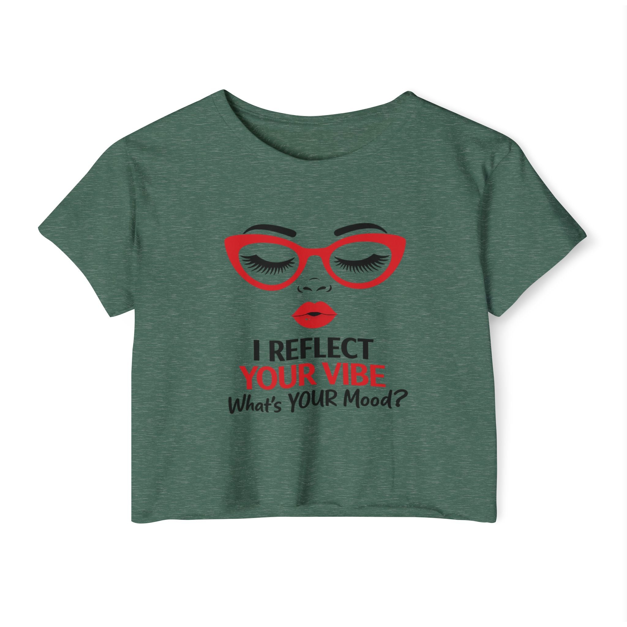 Crop Top — "I Reflect Your Vibe" Feminine Festival Graphic Tee