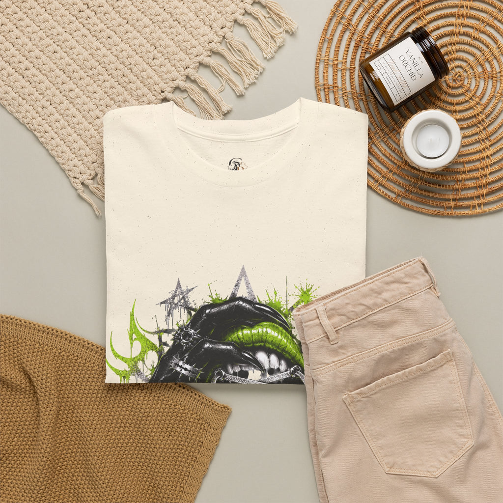 Juicy Graffiti Tee — Neon Green Street Art Graphic T-Shirt