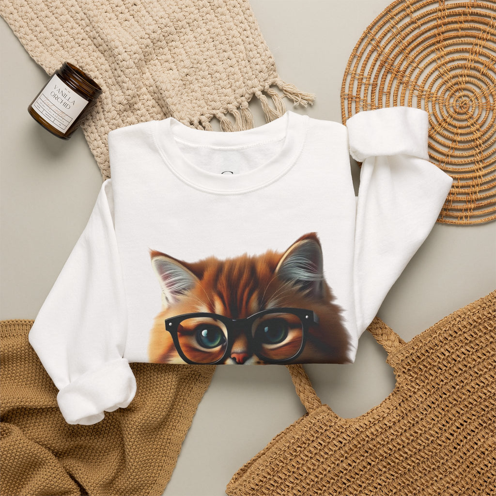 Cat With Juice Graphic Sweatshirt — 'Unbothered' Cozy Crewneck