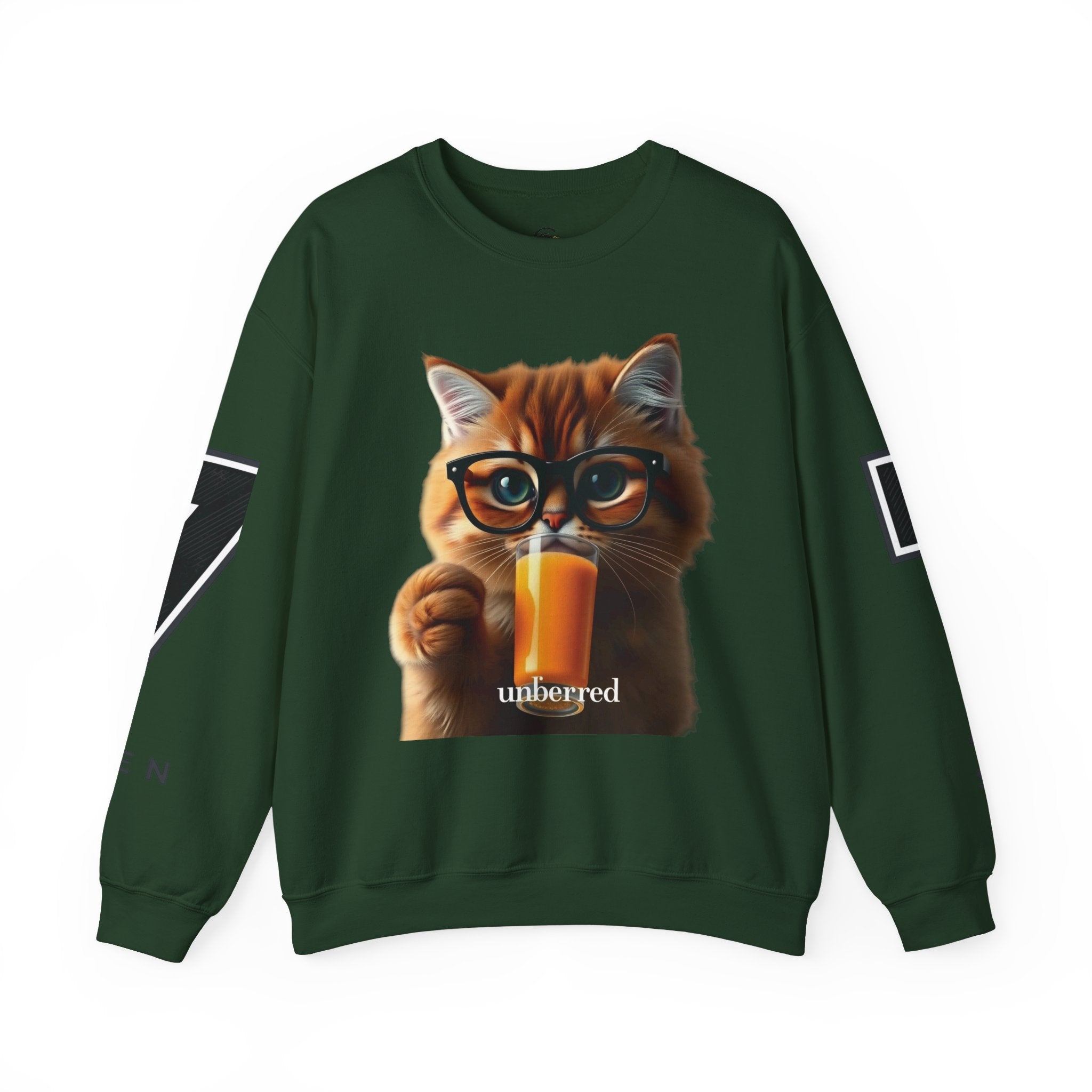 Cat With Juice Graphic Sweatshirt — 'Unbothered' Cozy Crewneck