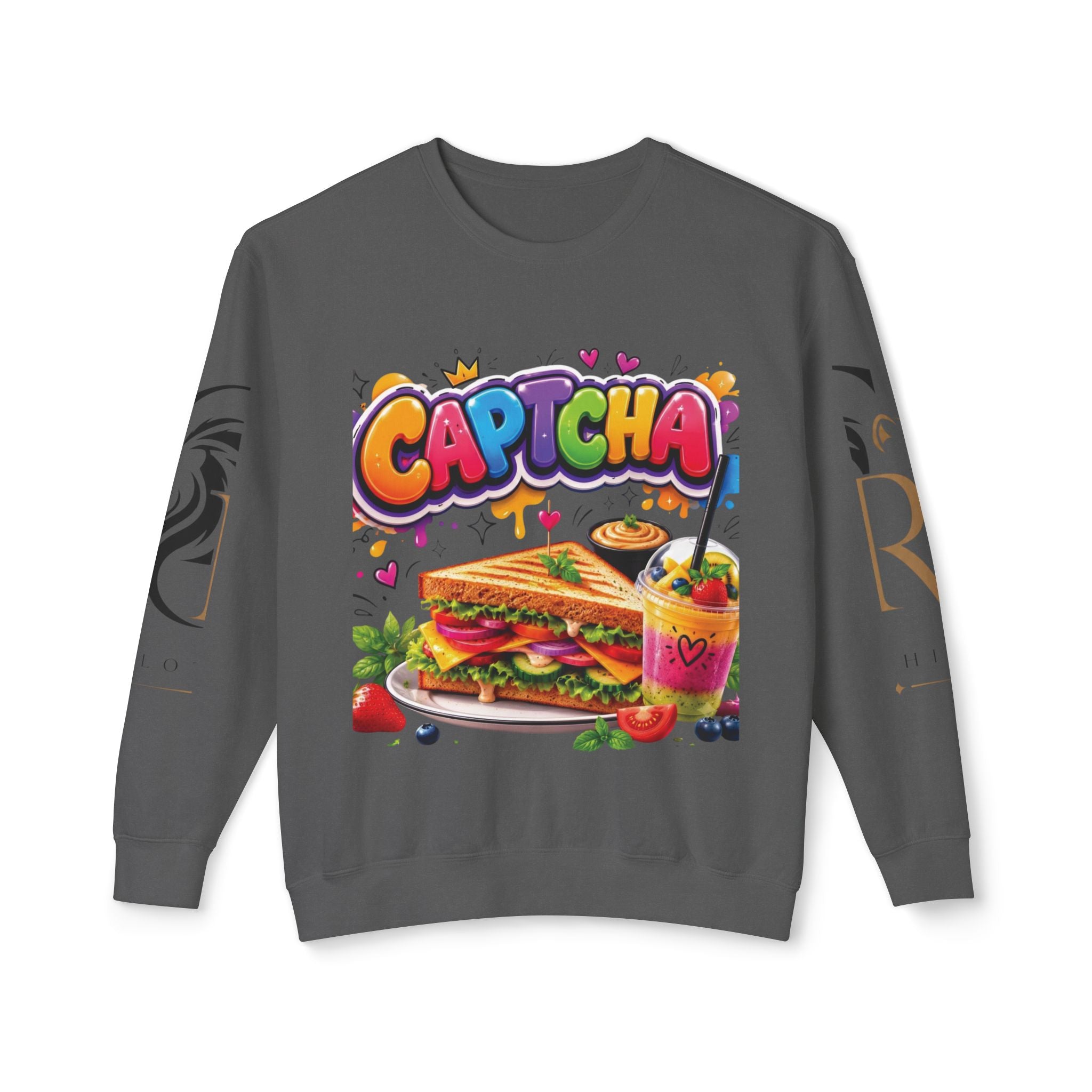 CapTCHA Sandwich Crewneck Sweatshirt — Colorful Food Graphic Pullover
