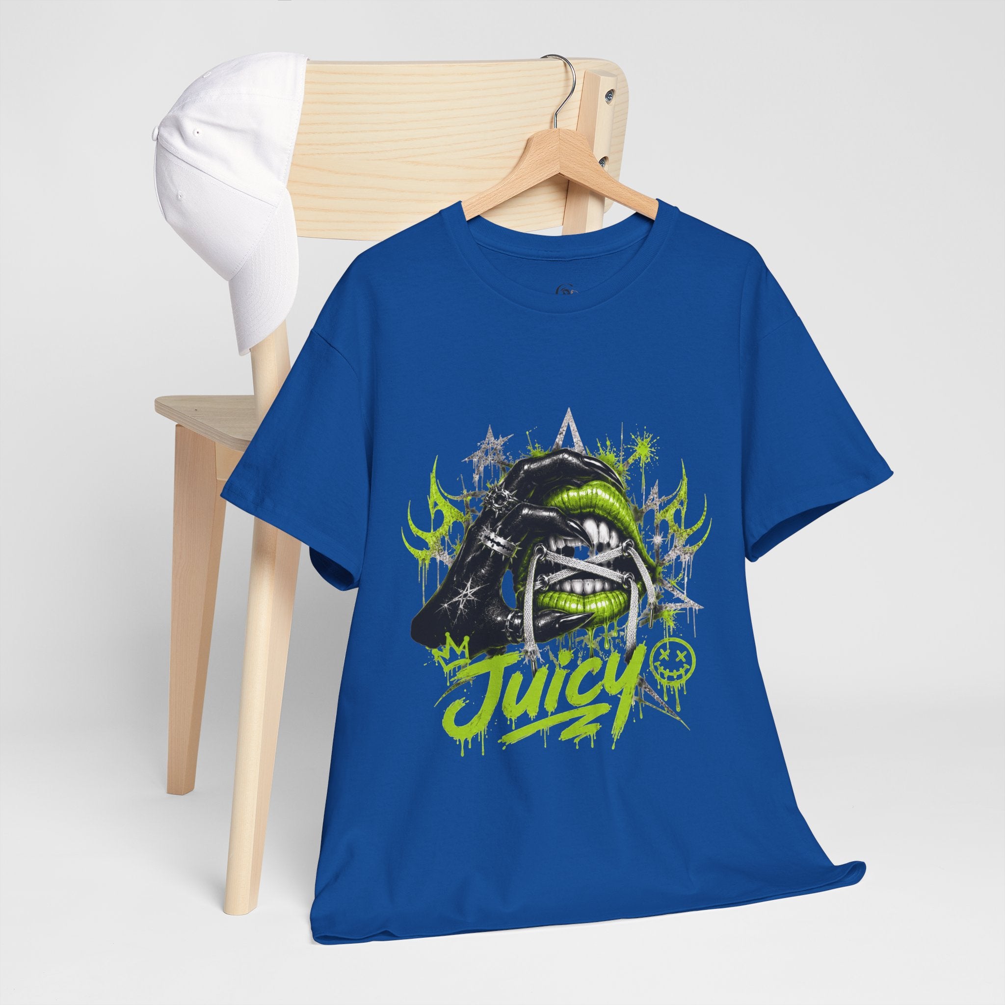 Juicy Graffiti Tee — Neon Green Street Art Graphic T-Shirt