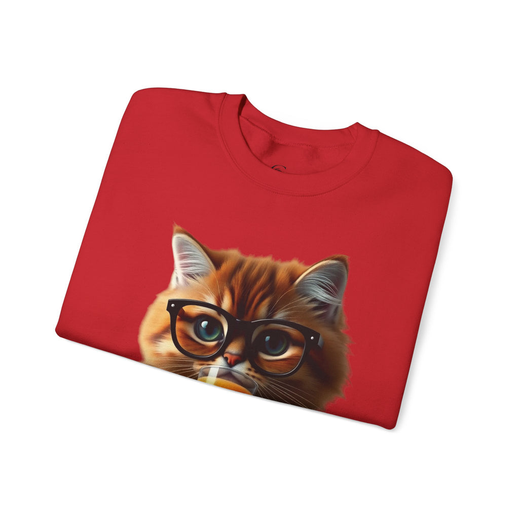 Cat With Juice Graphic Sweatshirt — 'Unbothered' Cozy Crewneck