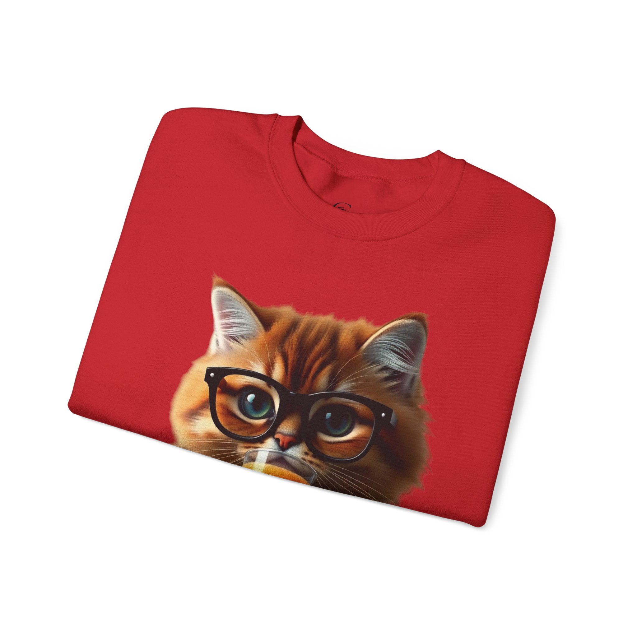 Cat With Juice Graphic Sweatshirt — 'Unbothered' Cozy Crewneck